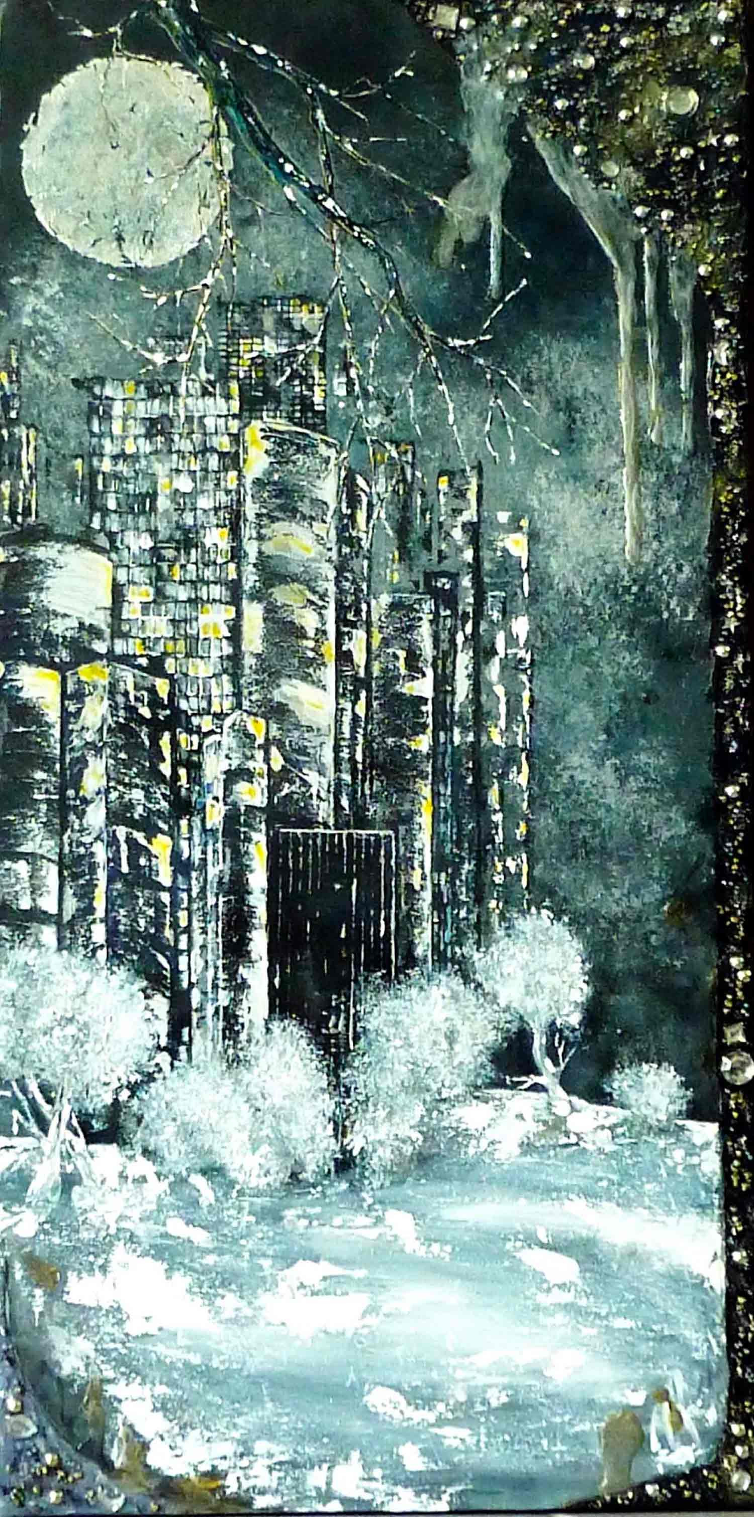 Anne Robin, Mystère de nuit, peinture - Galerie de vente et d’achat d’art contemporain en ligne Artalistic