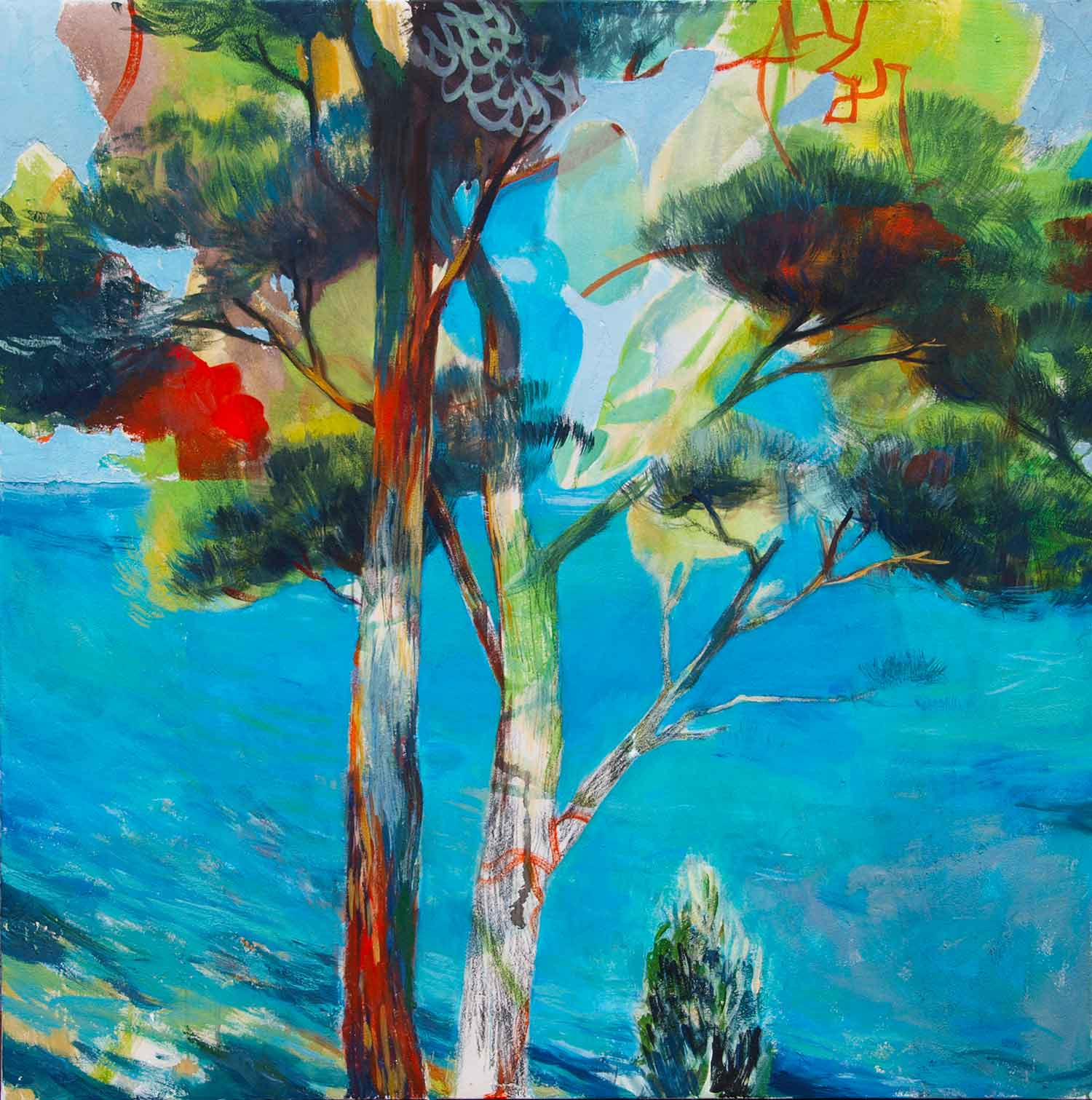 Yan Vita, Les 2 pins, peinture - Galerie de vente et d’achat d’art contemporain en ligne Artalistic
