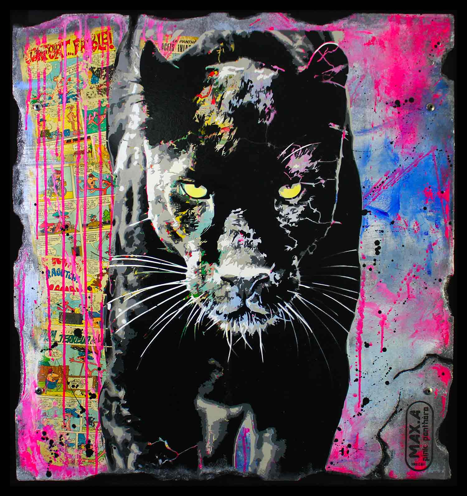 Max Andriot, Pink panthère, peinture - Galerie de vente et d’achat d’art contemporain en ligne Artalistic