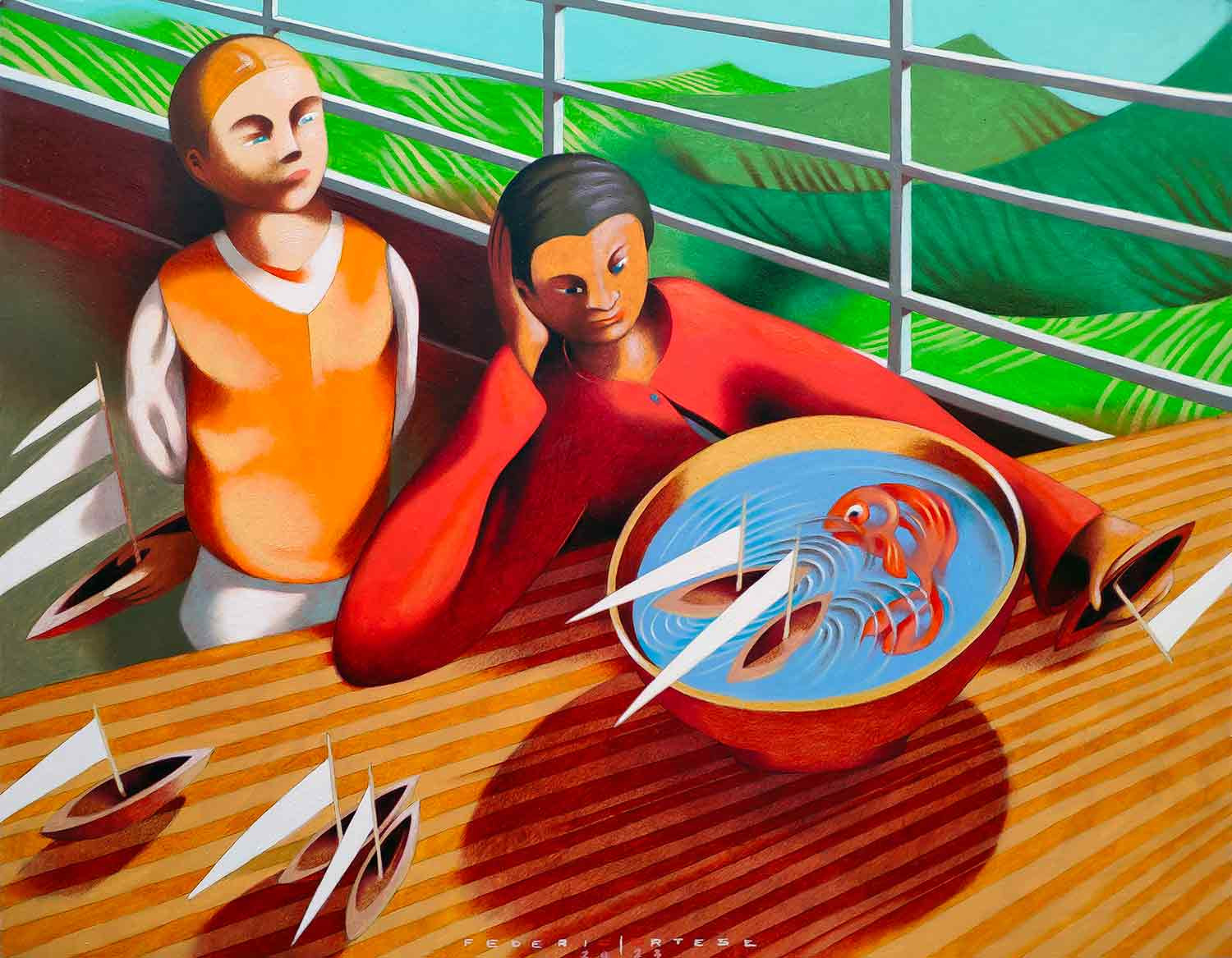 Federico Cortese, A lazy afternoon, peinture - Galerie de vente et d’achat d’art contemporain en ligne Artalistic