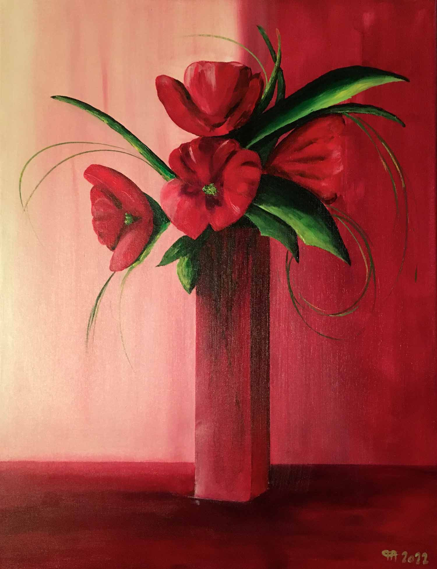 Françoise Augustine, Anémones, peinture - Galerie de vente et d’achat d’art contemporain en ligne Artalistic