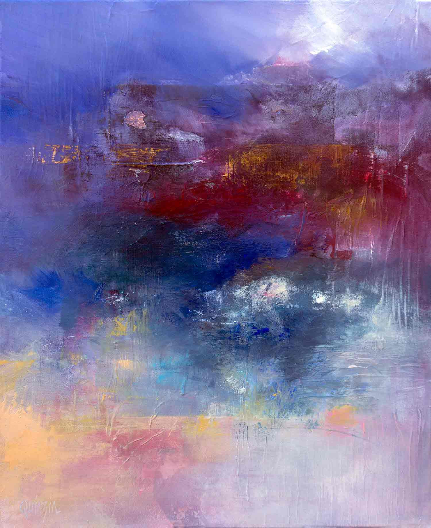 Marianne Quinzin, Rouge sur les rochers, peinture - Galerie de vente et d’achat d’art contemporain en ligne Artalistic