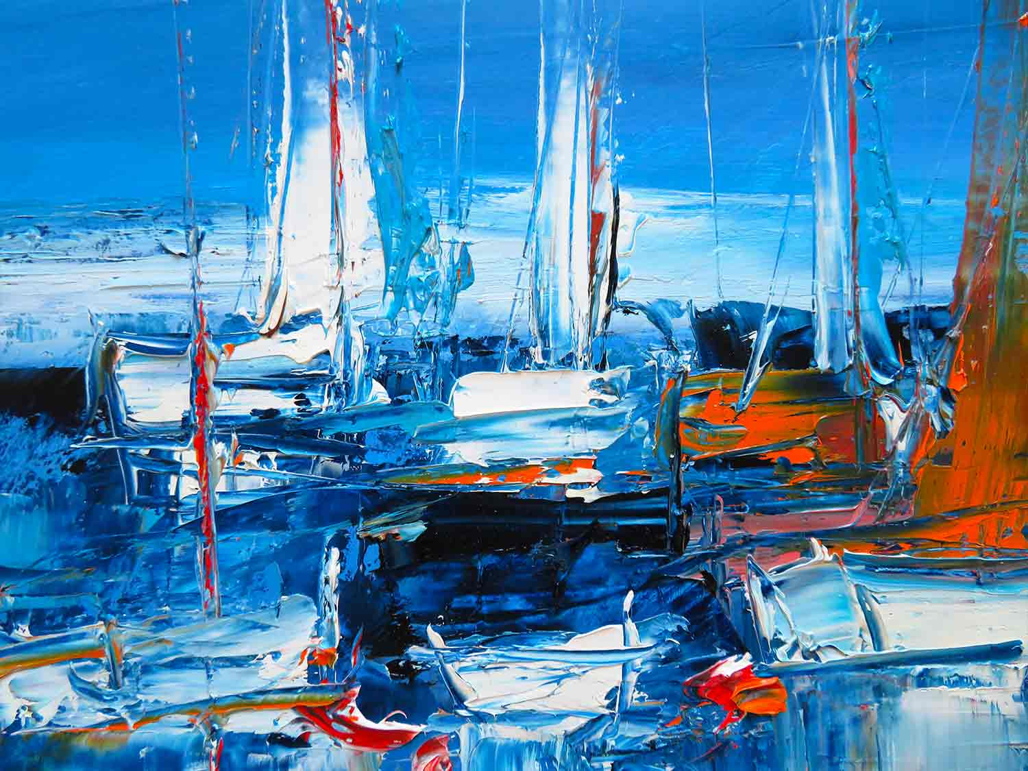Michael Lefevre, Bateaux sur une grève, peinture - Galerie de vente et d’achat d’art contemporain en ligne Artalistic