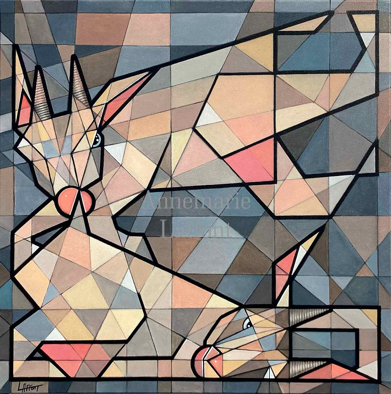 Annemarie Laffont, caprins géométriques, peinture - Galerie de vente et d’achat d’art contemporain en ligne Artalistic