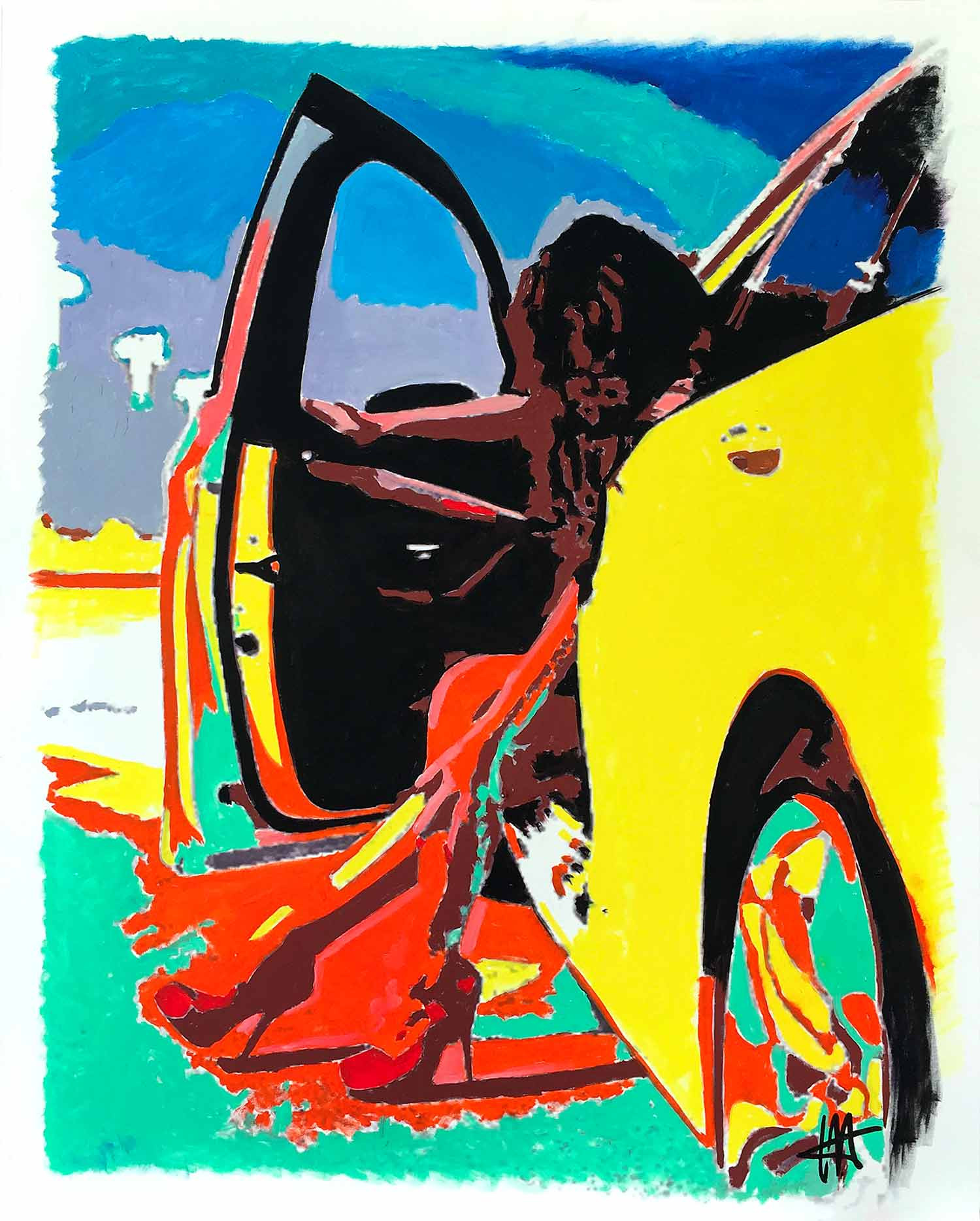 Jean-Jacques Venturini, Cabriolet, peinture - Galerie de vente et d’achat d’art contemporain en ligne Artalistic