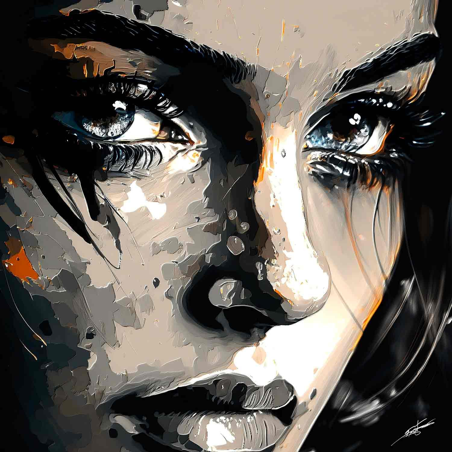 F.Font, La femme en noir et blanc, peinture - Galerie de vente et d’achat d’art contemporain en ligne Artalistic