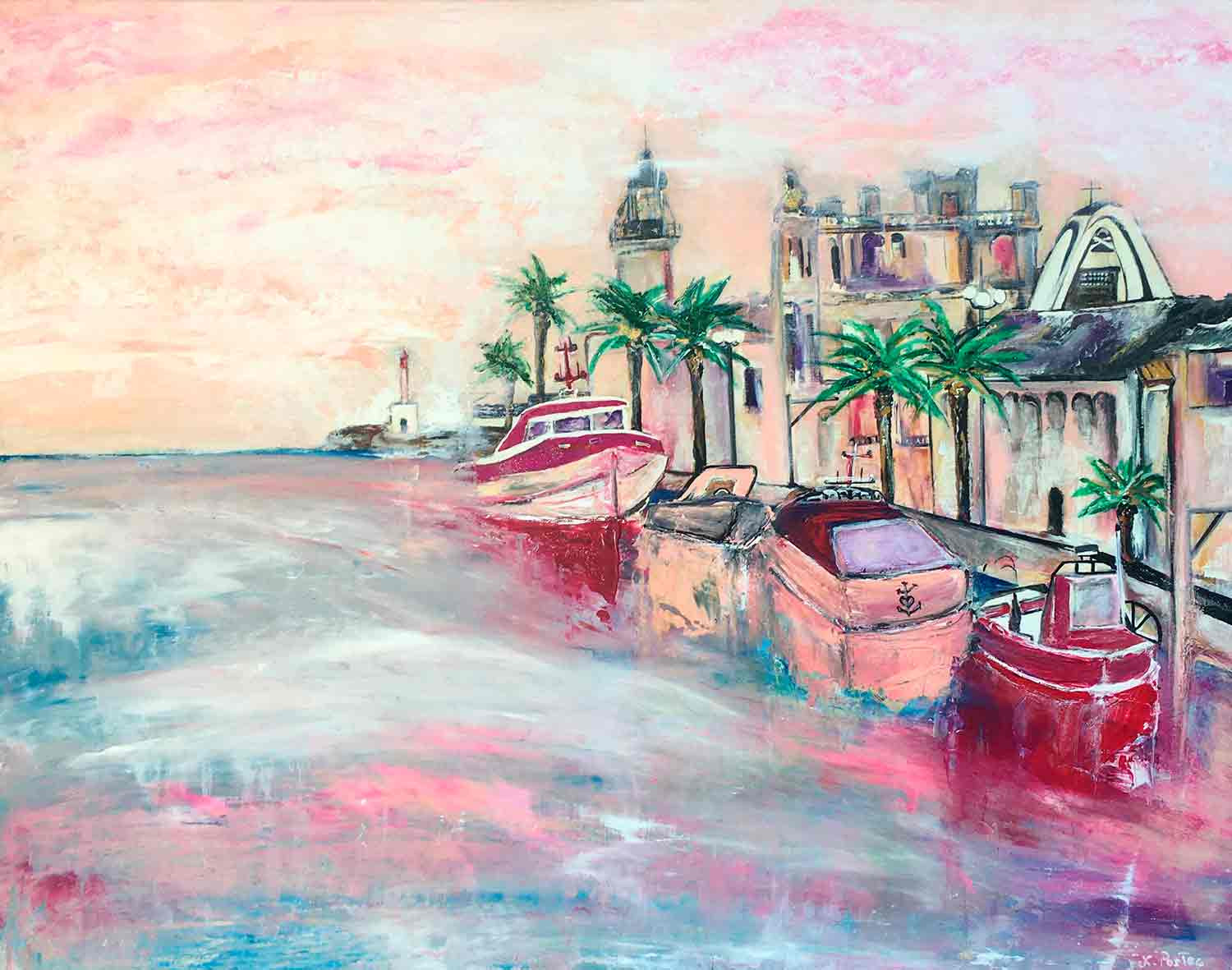 Nicolas Postec, Le Grau-du-Roi, peinture - Galerie de vente et d’achat d’art contemporain en ligne Artalistic