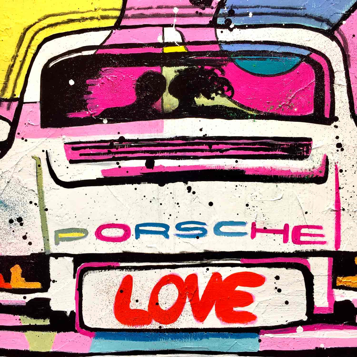 Patrick Cornée, Amoureux dans une Porsche 911, peinture - Galerie de vente et d’achat d’art contemporain en ligne Artalistic