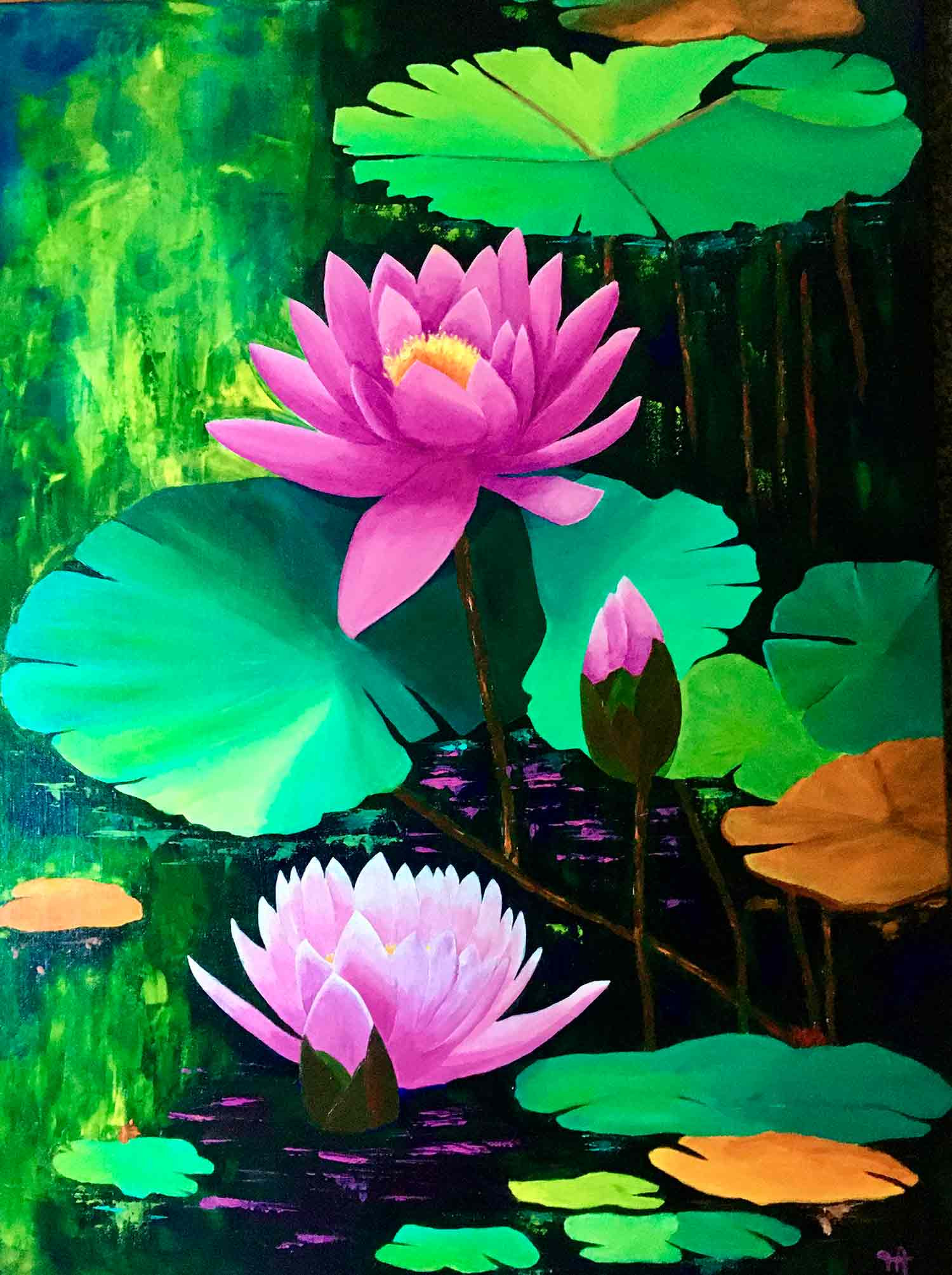 Françoise Augustine, Nénuphars, peinture - Galerie de vente et d’achat d’art contemporain en ligne Artalistic