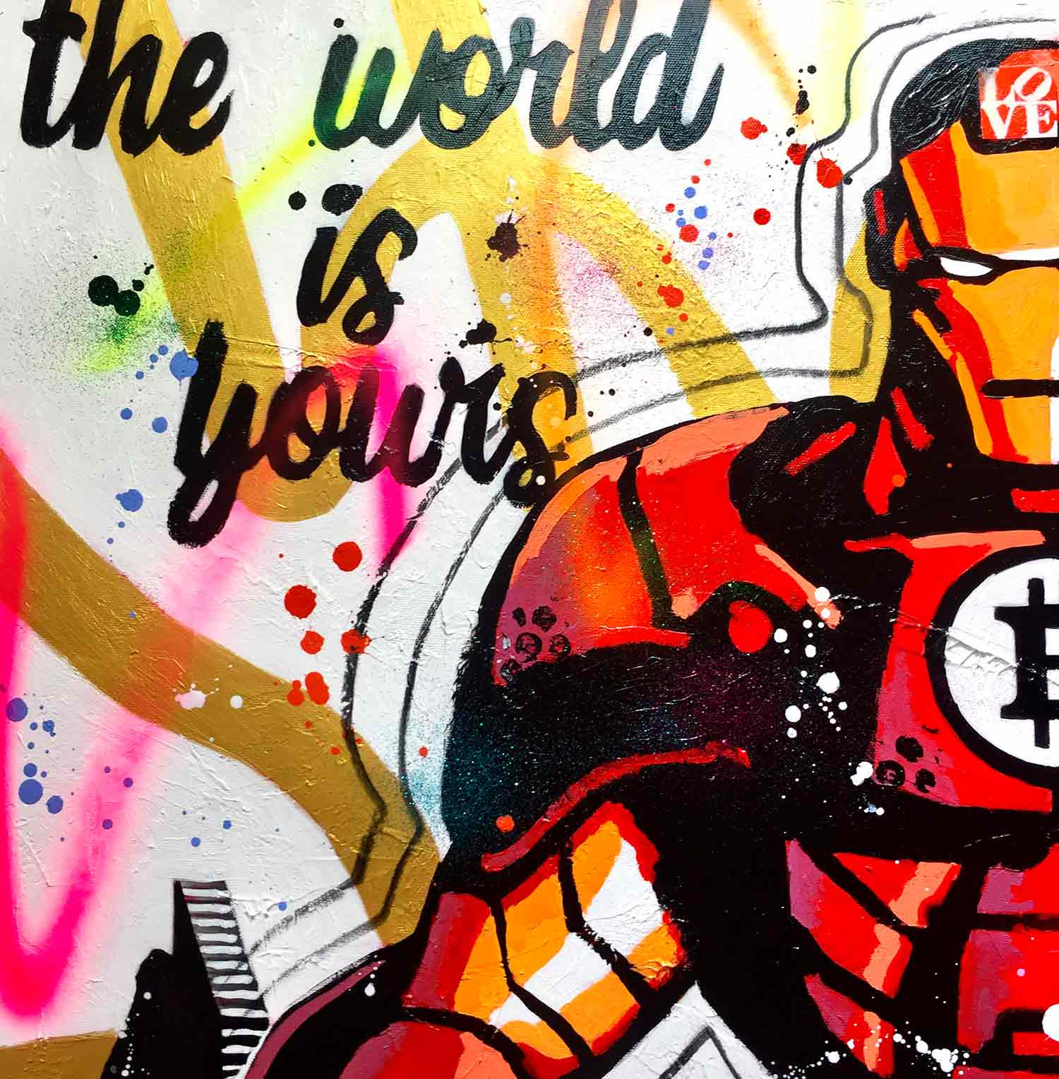 Patrick Cornée, Iron Man in Dubai, peinture - Galerie de vente et d’achat d’art contemporain en ligne Artalistic
