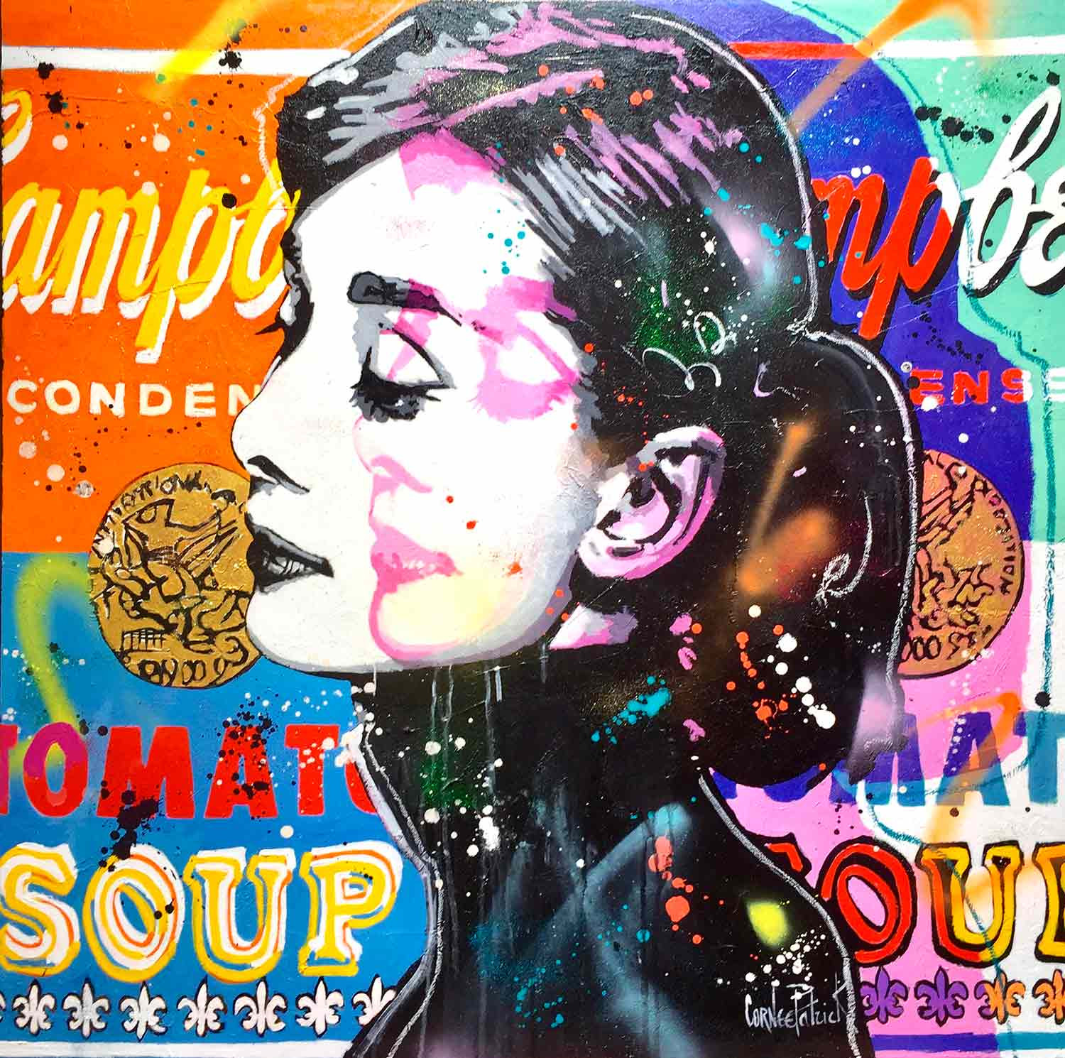 Patrick Cornée, Audrey Hepburn, peinture - Galerie de vente et d’achat d’art contemporain en ligne Artalistic