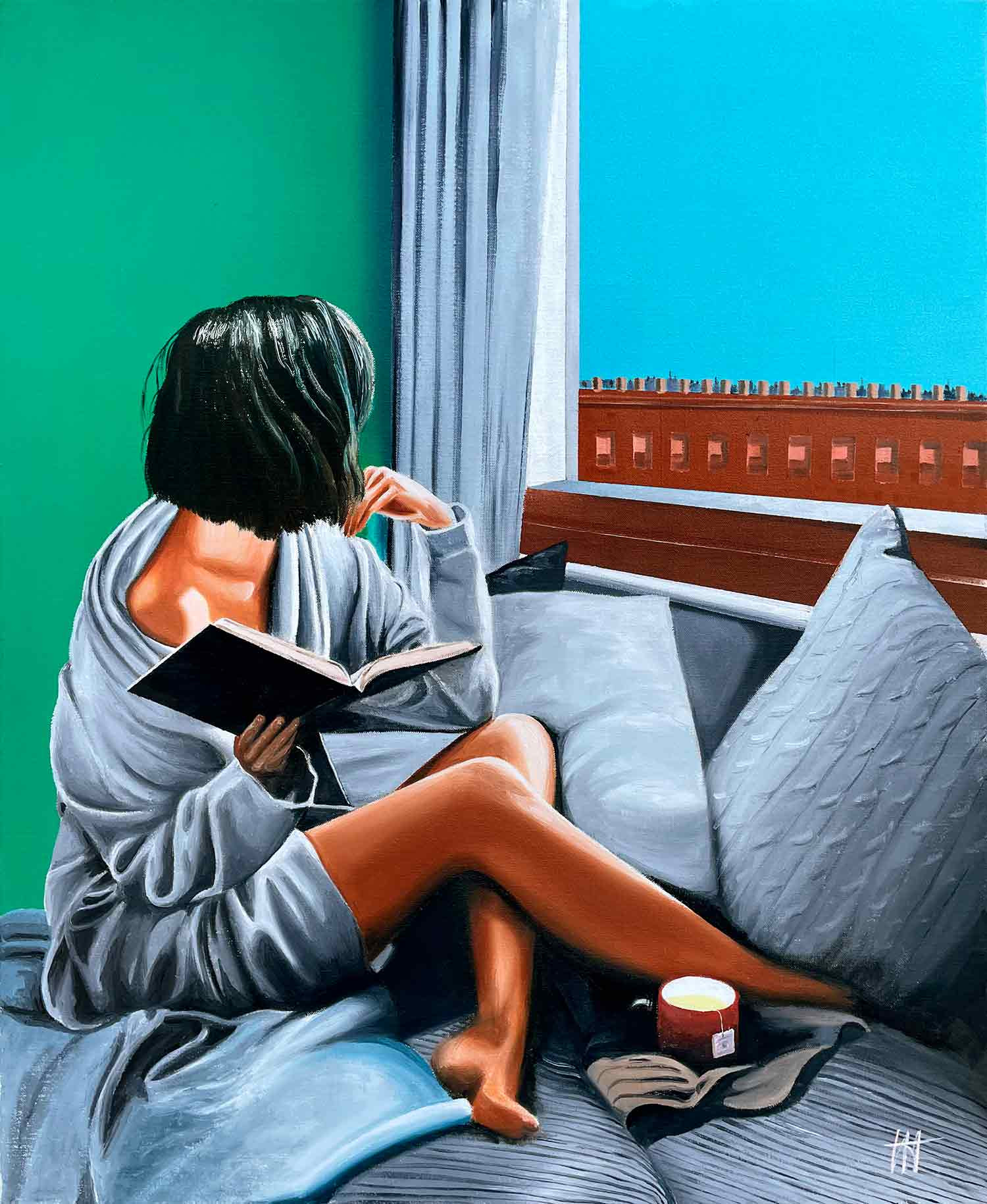 Jean-Jacques Venturini, La liseuse 3, peinture - Galerie de vente et d’achat d’art contemporain en ligne Artalistic