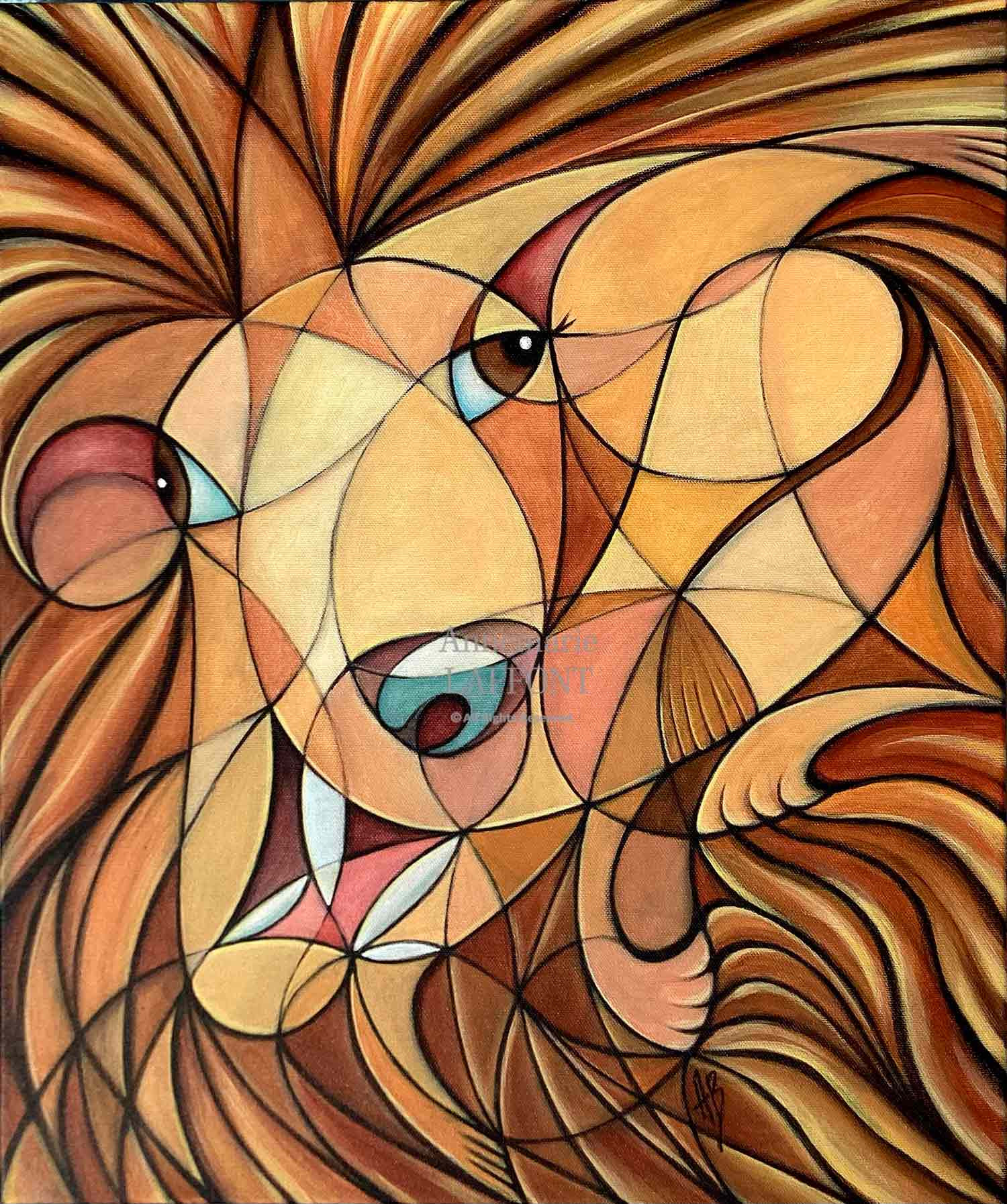 Annemarie Laffont, Lion abstrait, peinture - Galerie de vente et d’achat d’art contemporain en ligne Artalistic
