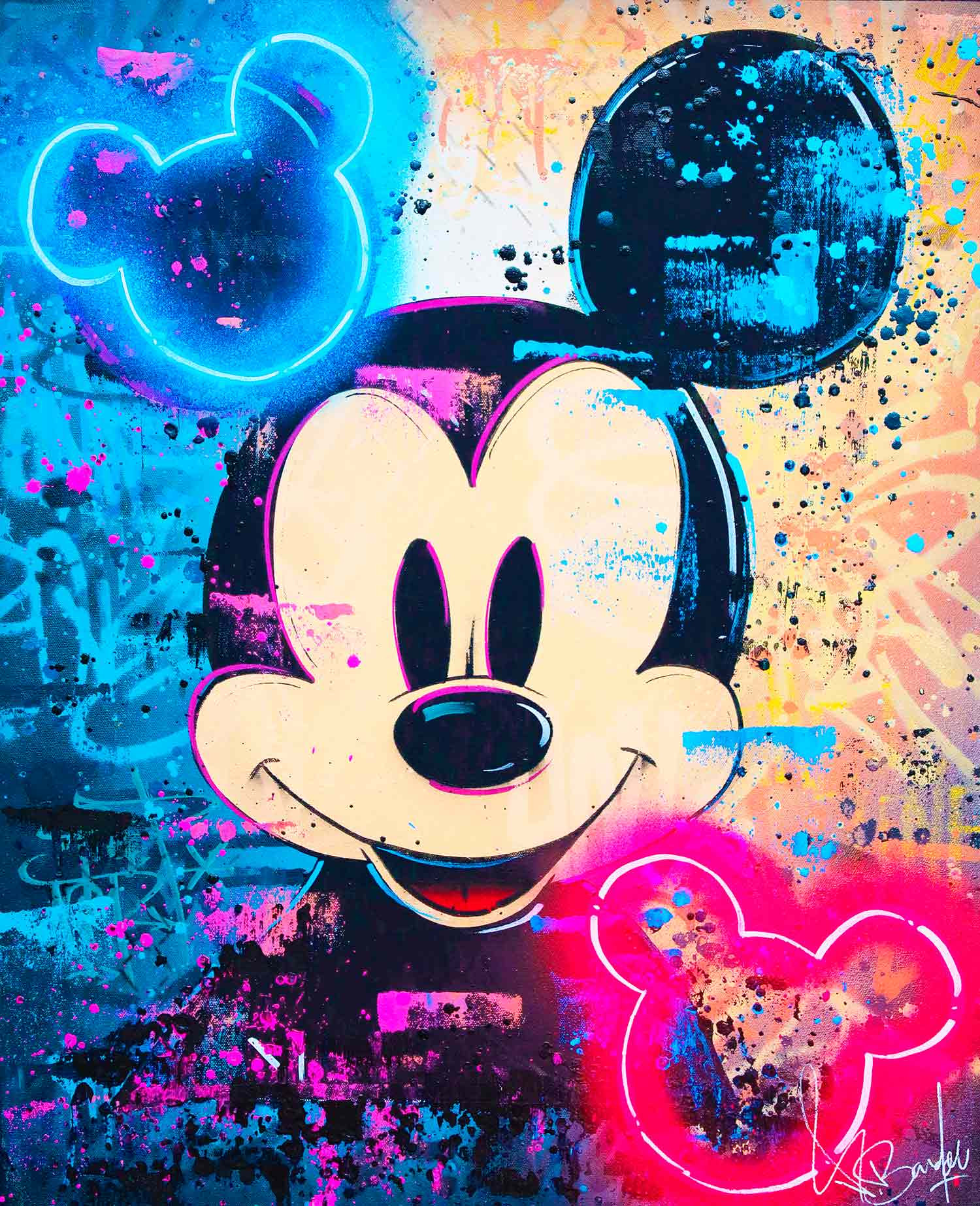 Vincent Bardou, Mickey Mouse neon art, peinture - Galerie de vente et d’achat d’art contemporain en ligne Artalistic