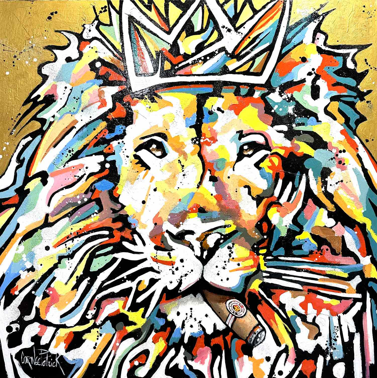 Patrick Cornée, Lion royal, peinture - Galerie de vente et d’achat d’art contemporain en ligne Artalistic