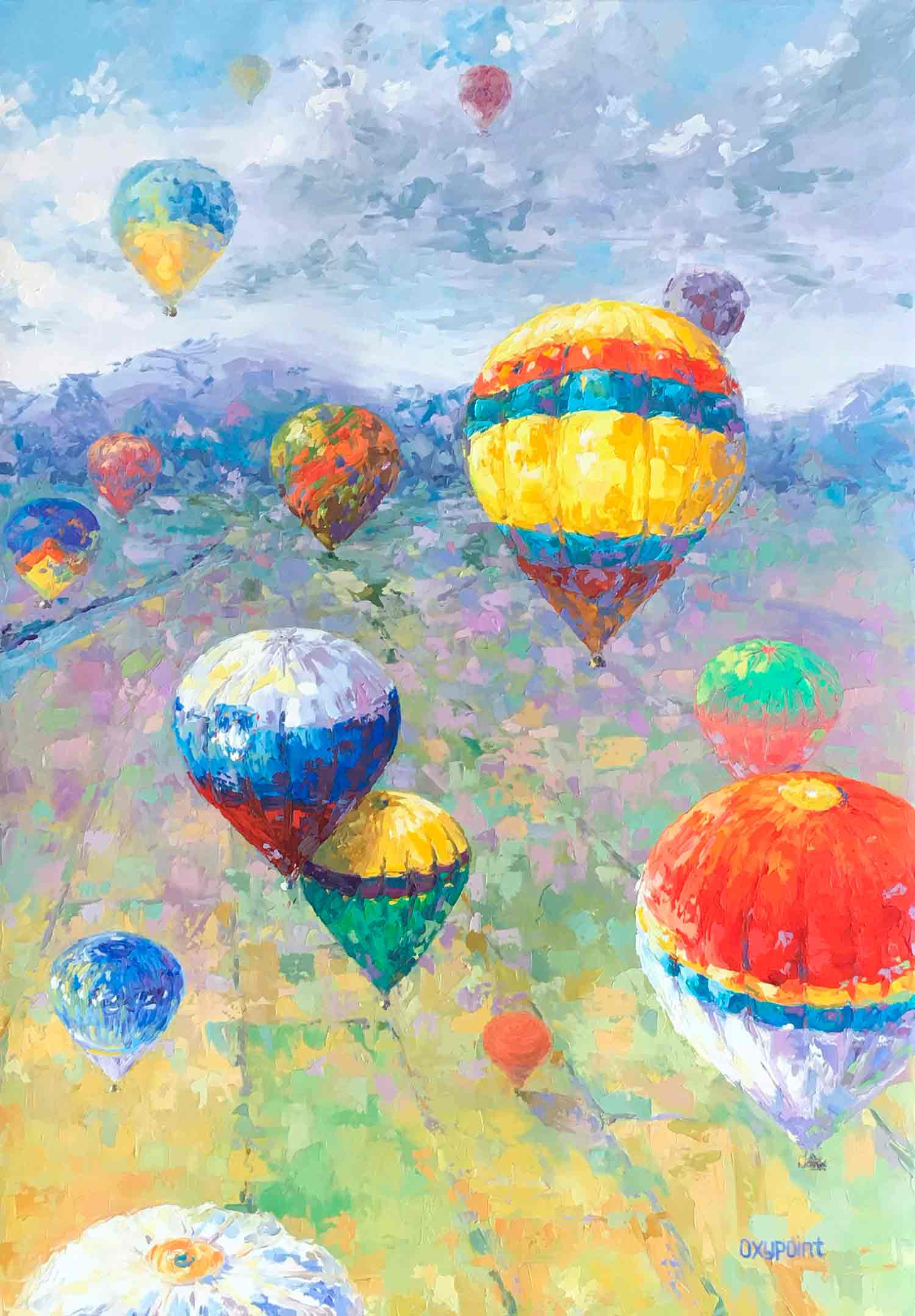 Oxypoint, Hot air balloons, painting - Artalistic online contemporary art buying and selling gallery