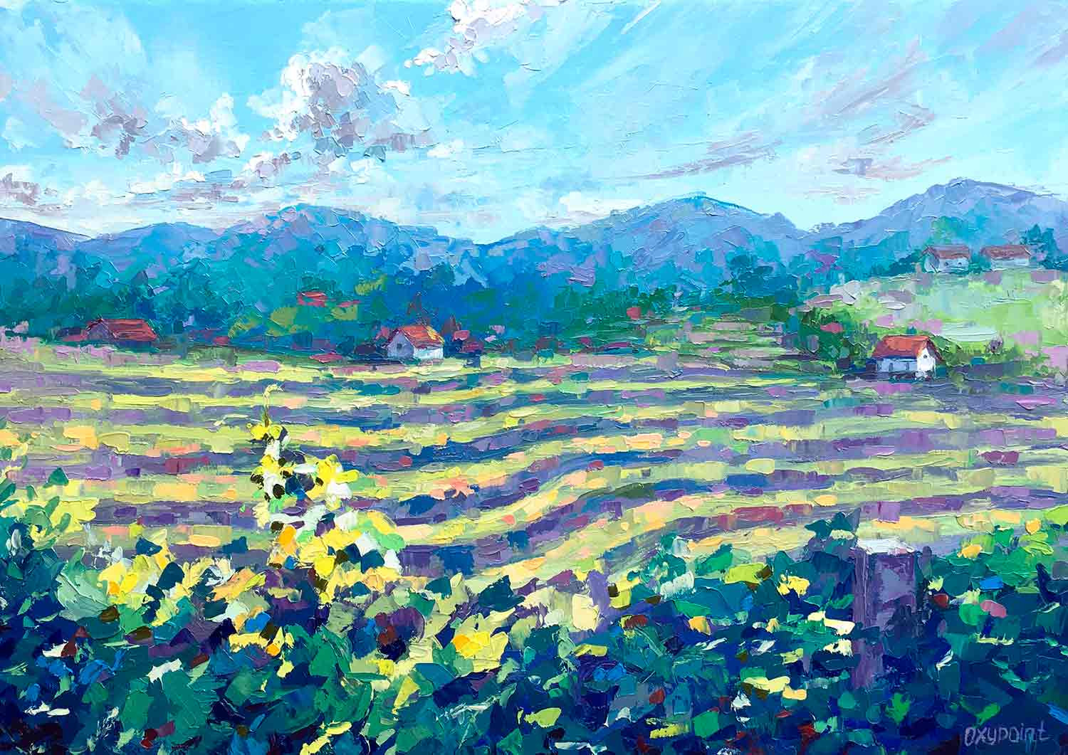 Oxypoint, The vineyards of Haloze, peinture - Galerie de vente et d’achat d’art contemporain en ligne Artalistic