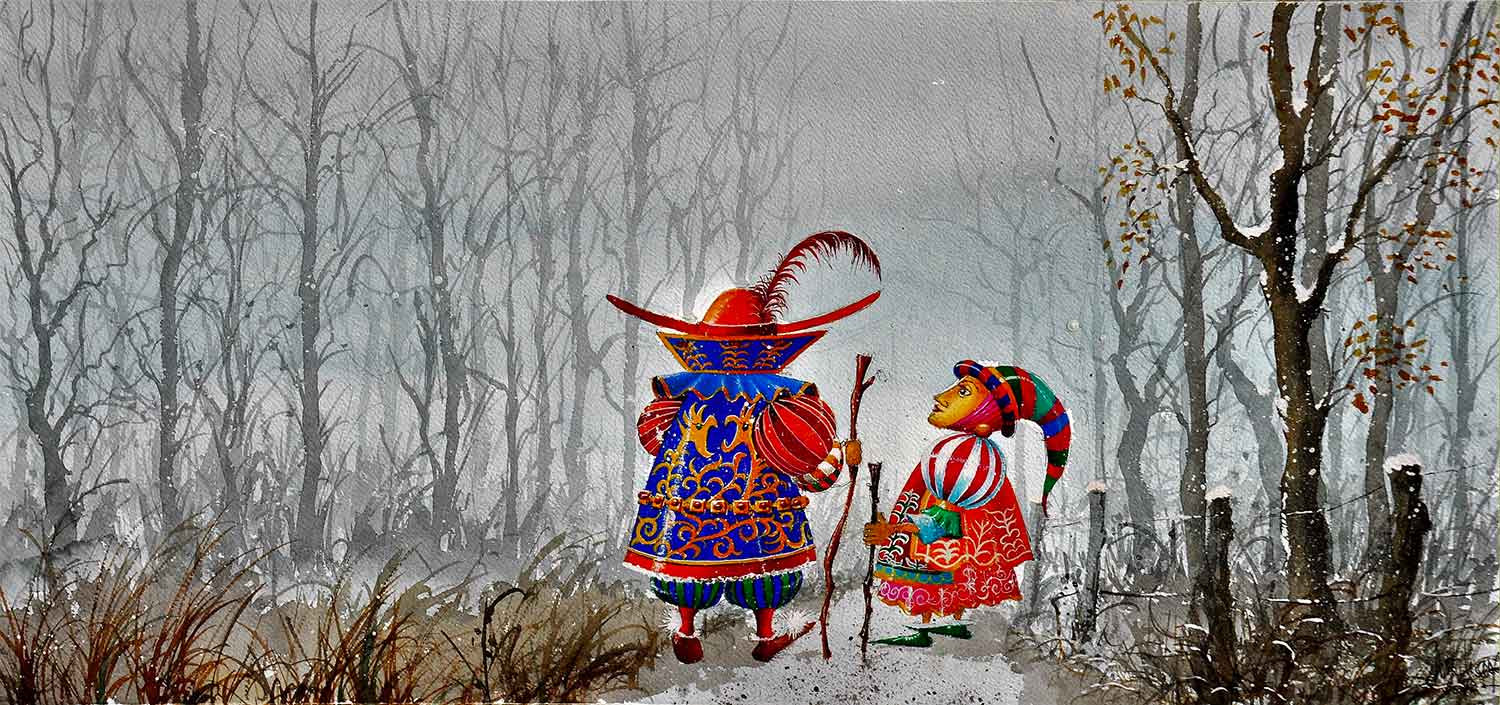 Michel Michaux, promenade hivernale, peinture - Galerie de vente et d’achat d’art contemporain en ligne Artalistic