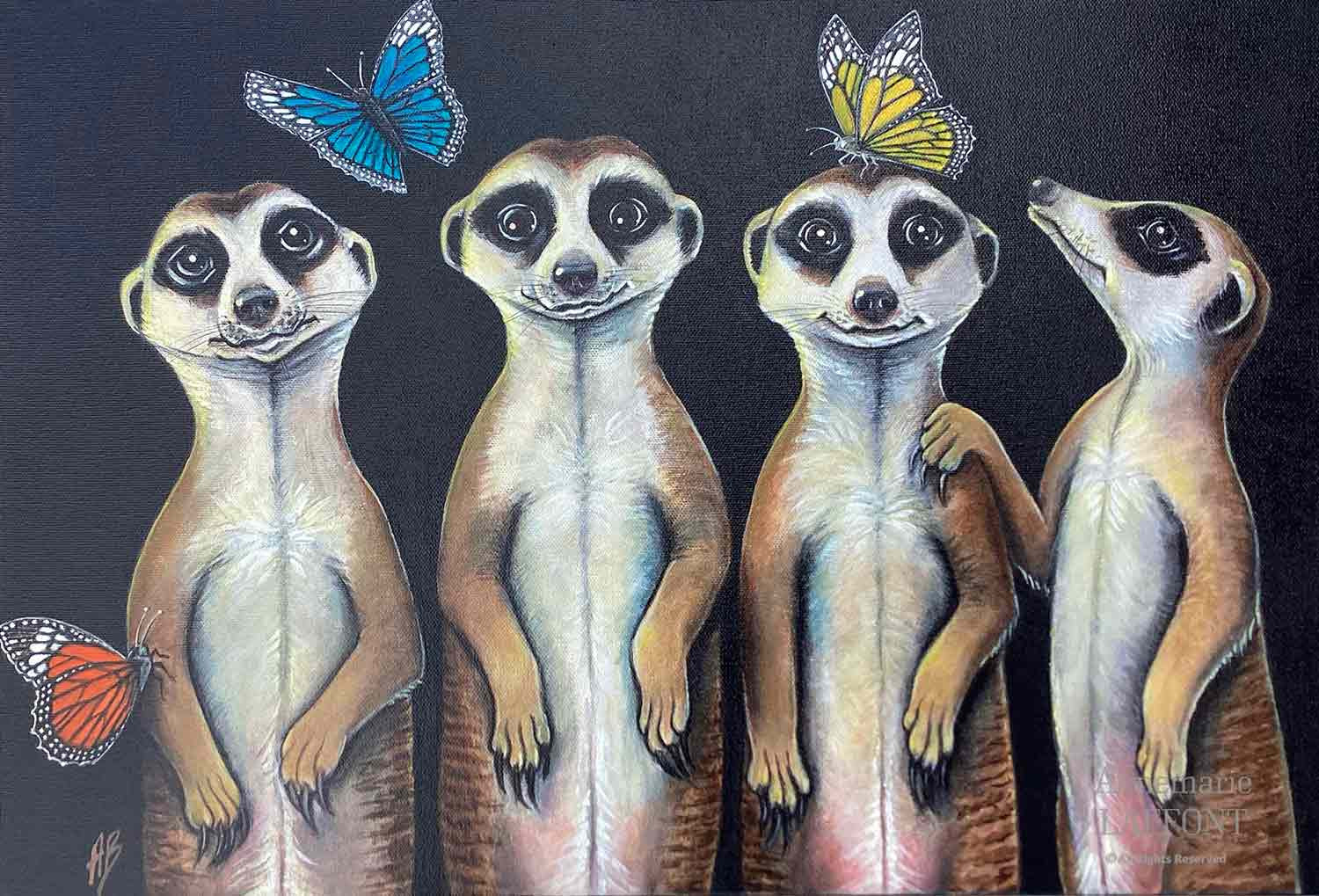 Annemarie Laffont, Les suricates, peinture - Galerie de vente et d’achat d’art contemporain en ligne Artalistic