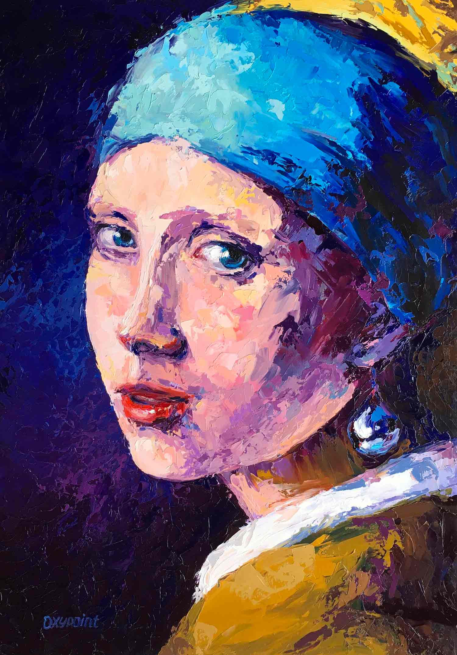 Oxypoint, Girl with a Pearl Earring, peinture - Galerie de vente et d’achat d’art contemporain en ligne Artalistic