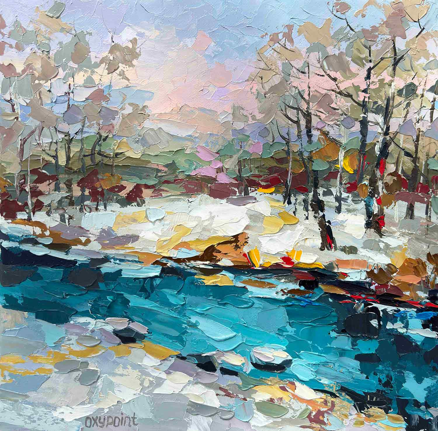 Oxypoint, Turquoise flow, peinture - Galerie de vente et d’achat d’art contemporain en ligne Artalistic
