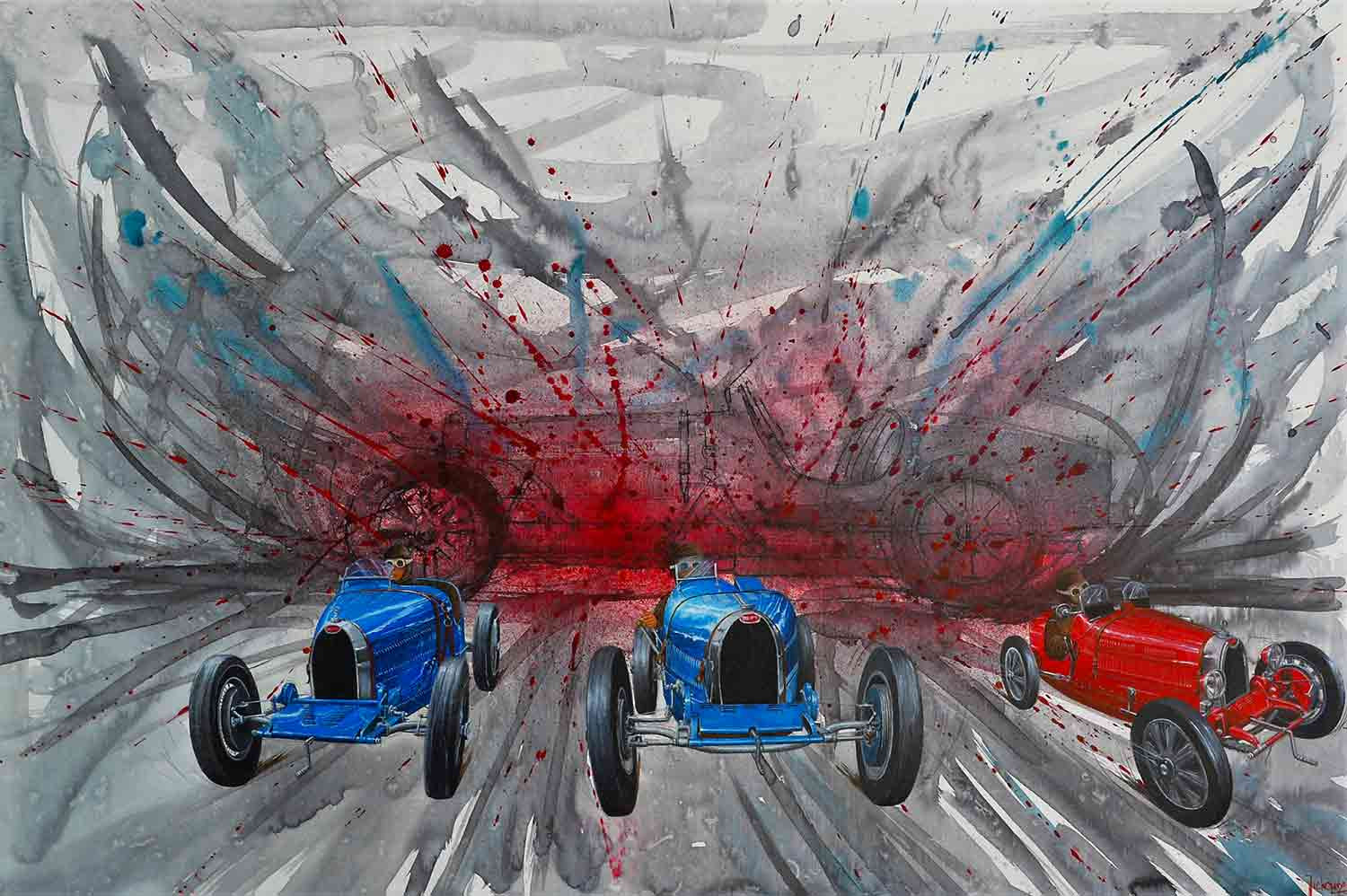 Michel Michaux, Les concurrents, peinture - Galerie de vente et d’achat d’art contemporain en ligne Artalistic
