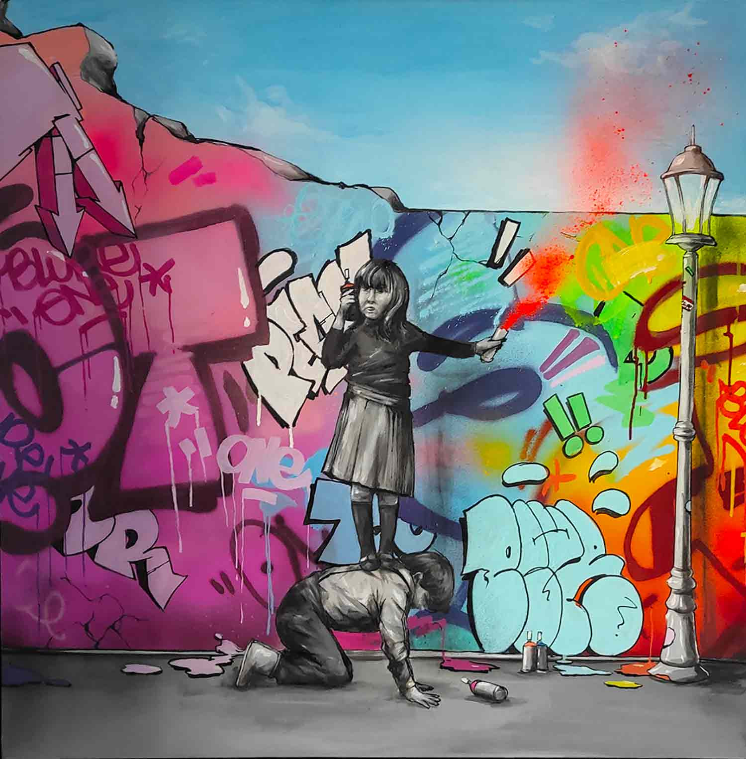 Blure, Need a help, peinture - Galerie de vente et d’achat d’art contemporain en ligne Artalistic