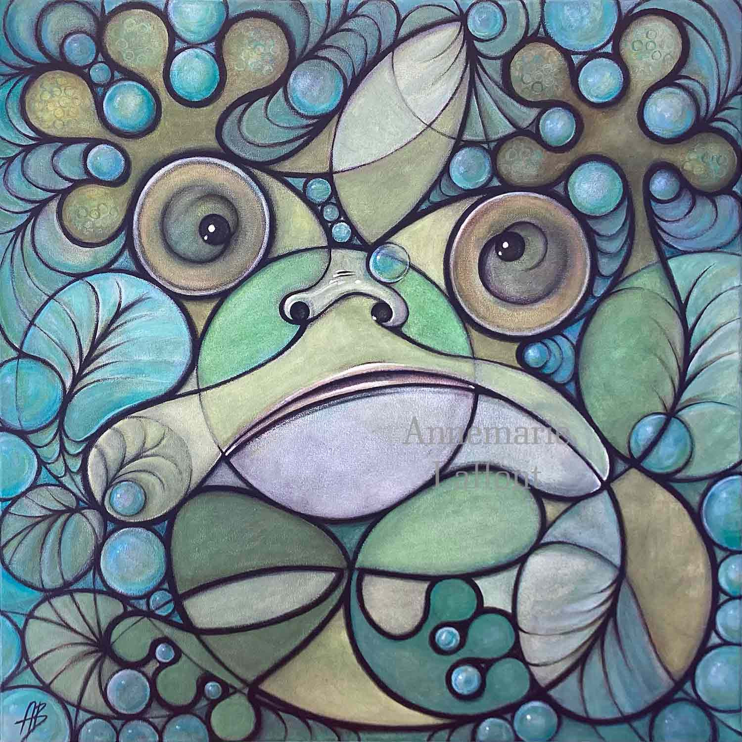 Annemarie Laffont, Carré de grenouille, peinture - Galerie de vente et d’achat d’art contemporain en ligne Artalistic