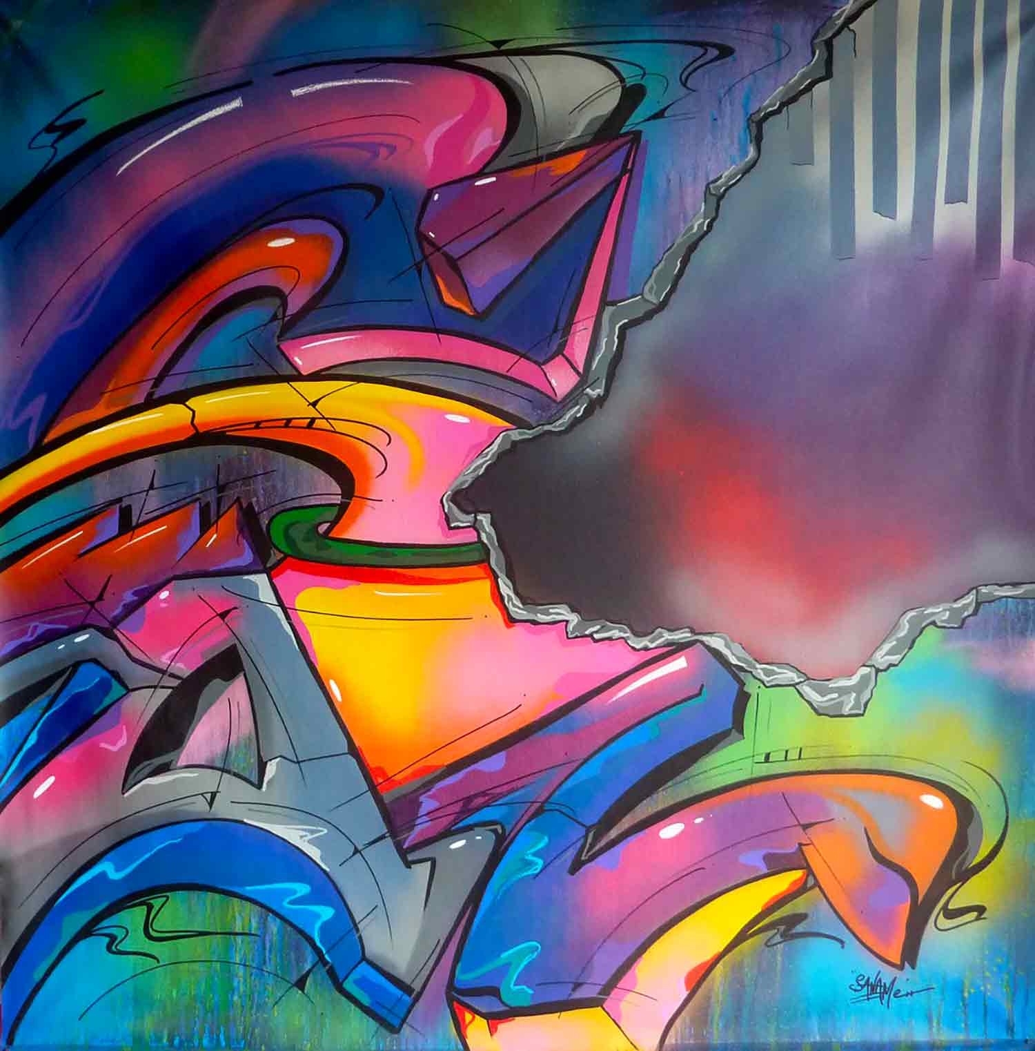 Saname, Trace n°2428, peinture - Galerie de vente et d’achat d’art contemporain en ligne Artalistic