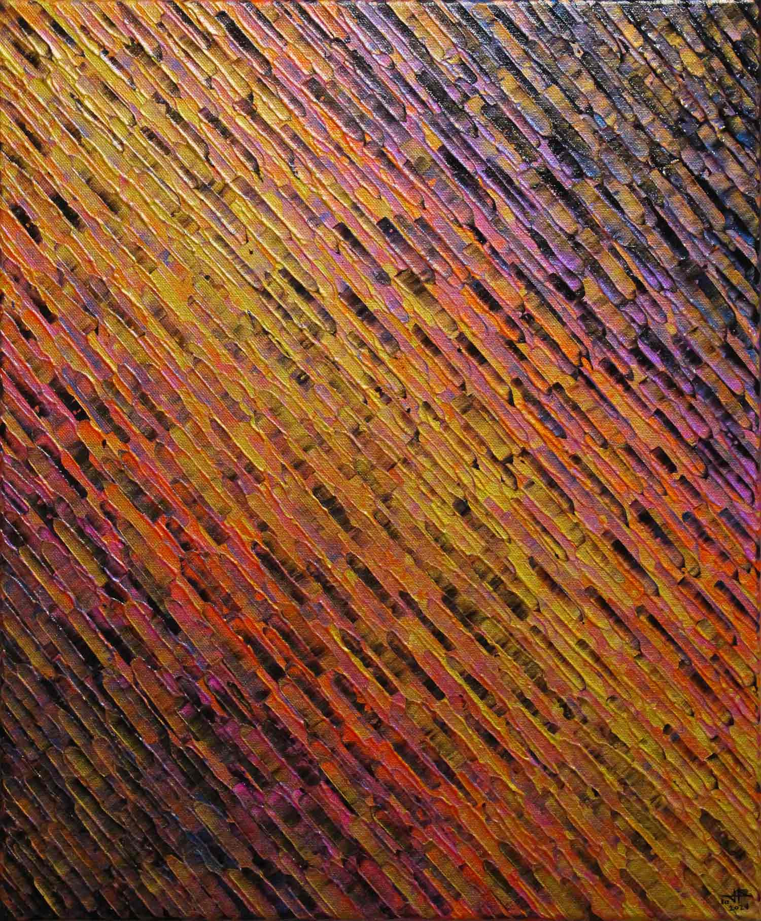Jonathan Pradillon, Diagonale or orange rose, peinture - Galerie de vente et d’achat d’art contemporain en ligne Artalistic