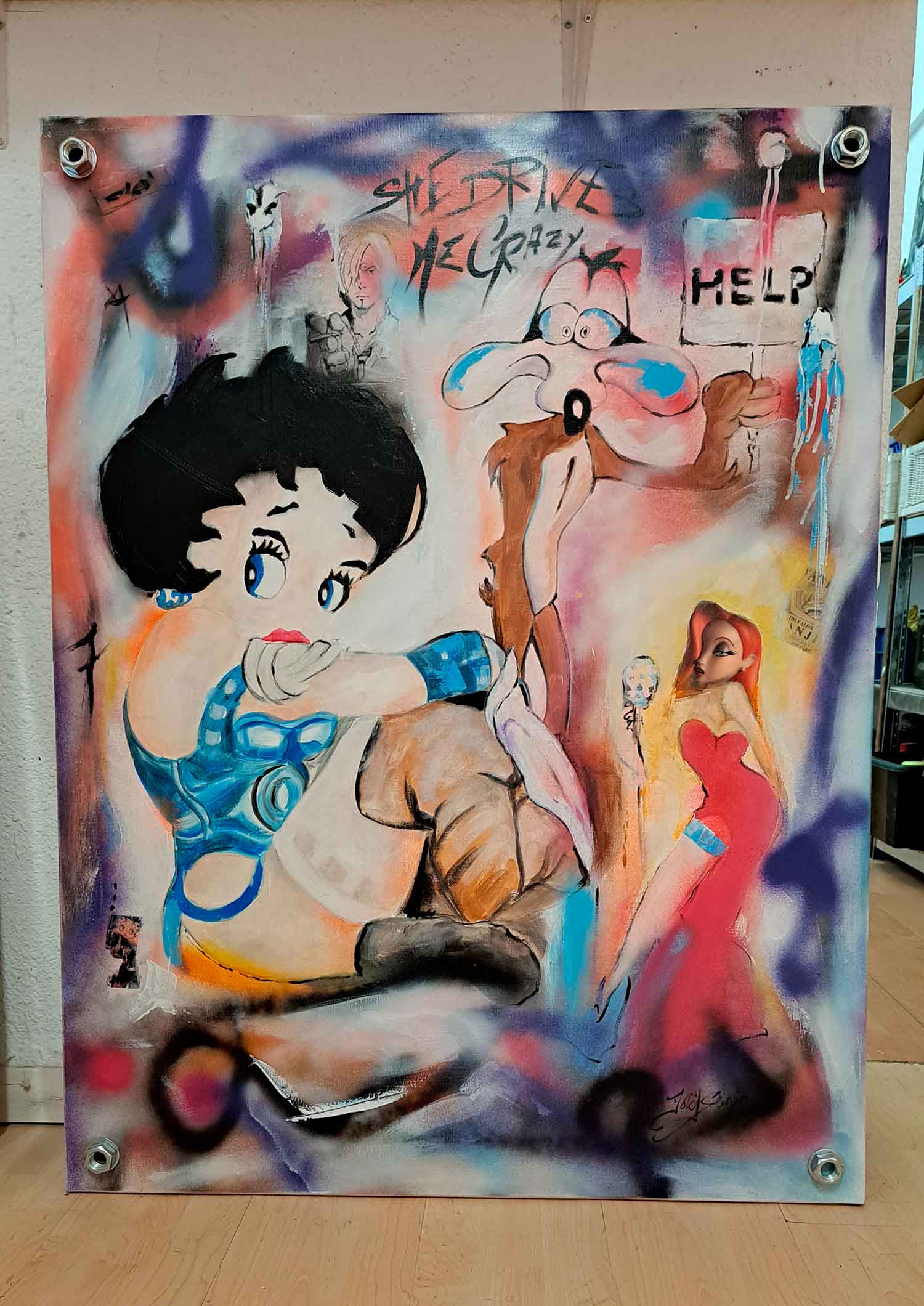 Jorel, Betty Boop, peinture - Galerie de vente et d’achat d’art contemporain en ligne Artalistic