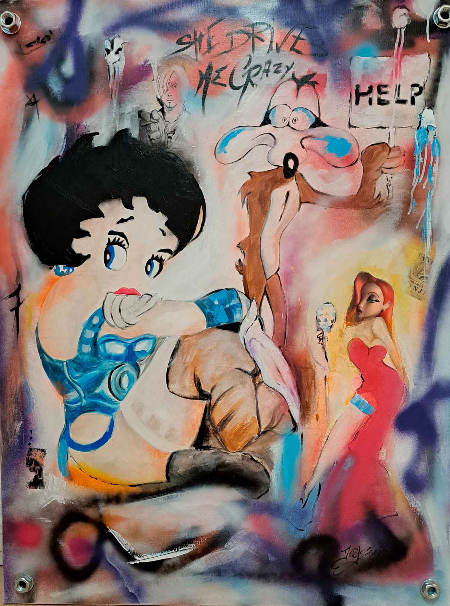 Jorel, Betty Boop, peinture - Galerie de vente et d’achat d’art contemporain en ligne Artalistic