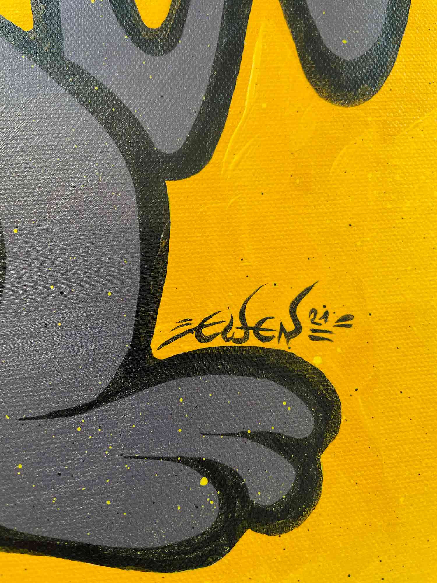 Ewen Gur, Itamae Itchy (yellow), peinture - Galerie de vente et d’achat d’art contemporain en ligne Artalistic