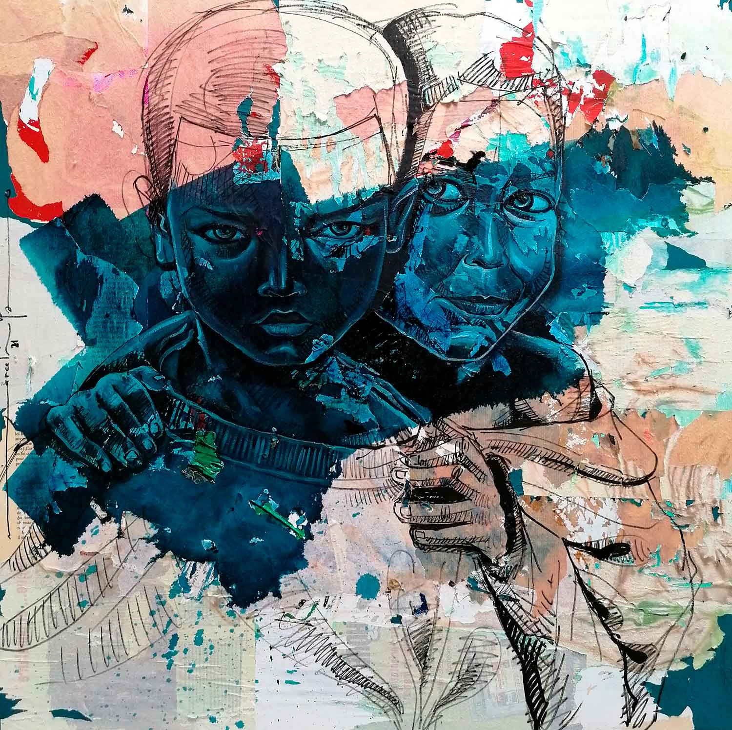 Marcelin Yao, Fragment 2, peinture - Galerie de vente et d’achat d’art contemporain en ligne Artalistic