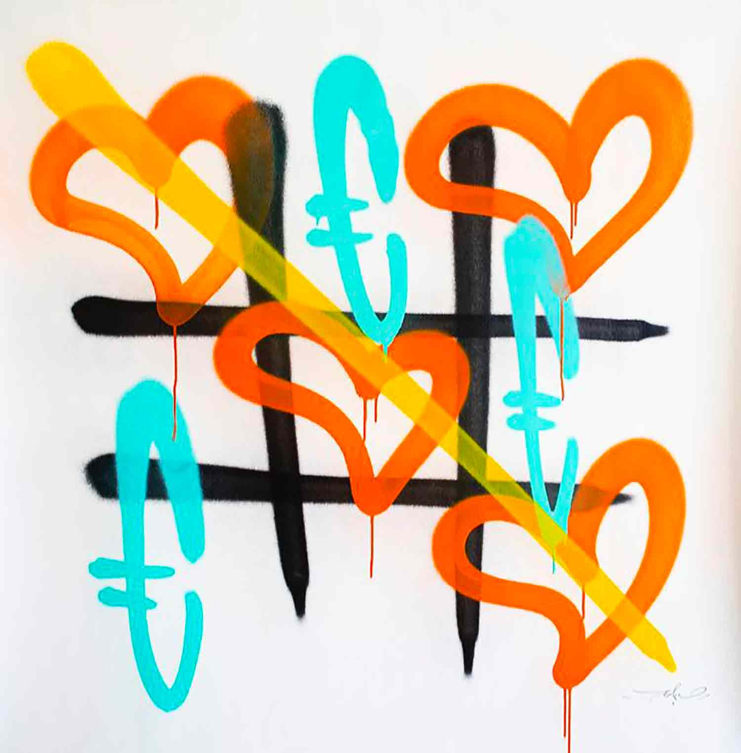 Ram, Love always wins 80's glow, peinture - Galerie de vente et d’achat d’art contemporain en ligne Artalistic