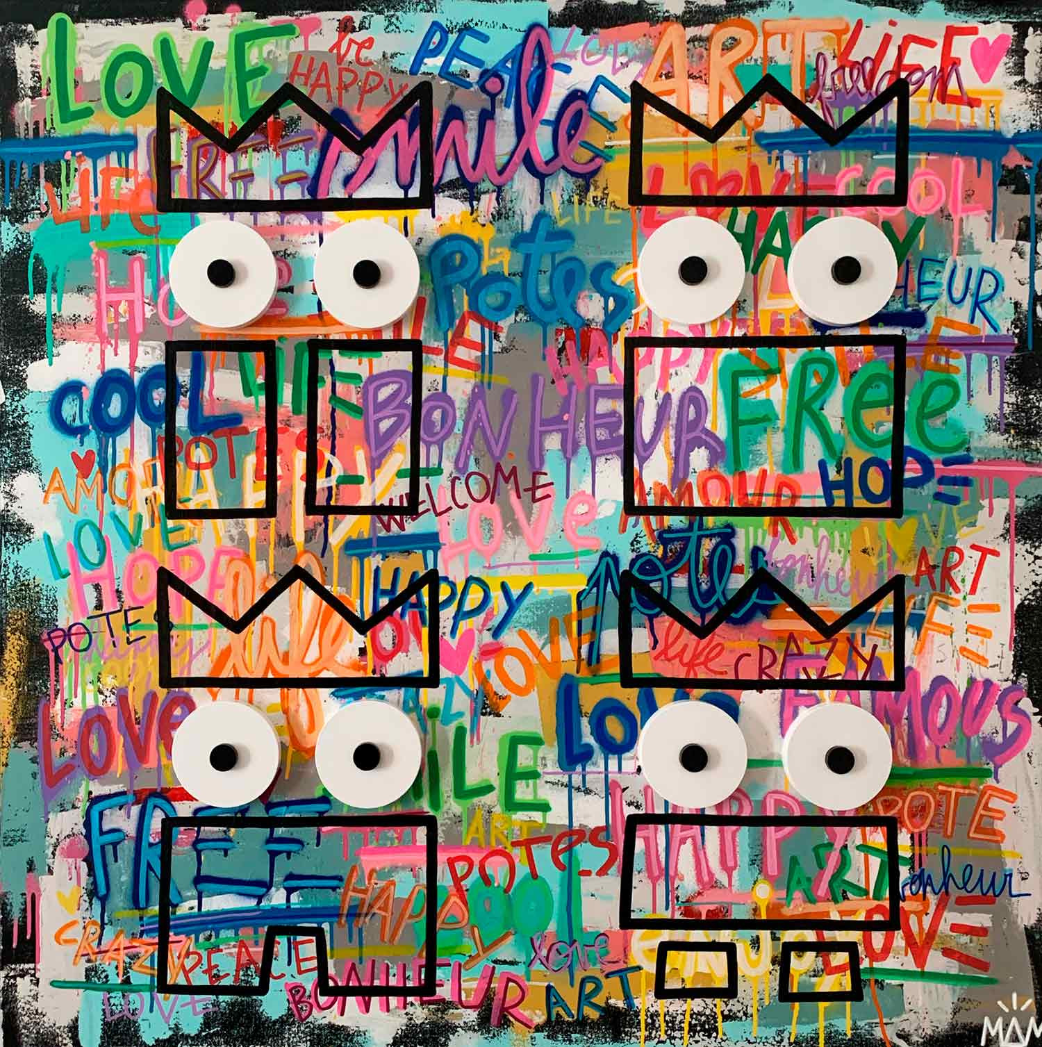 Mam, Les 4 Potos, peinture - Galerie de vente et d’achat d’art contemporain en ligne Artalistic