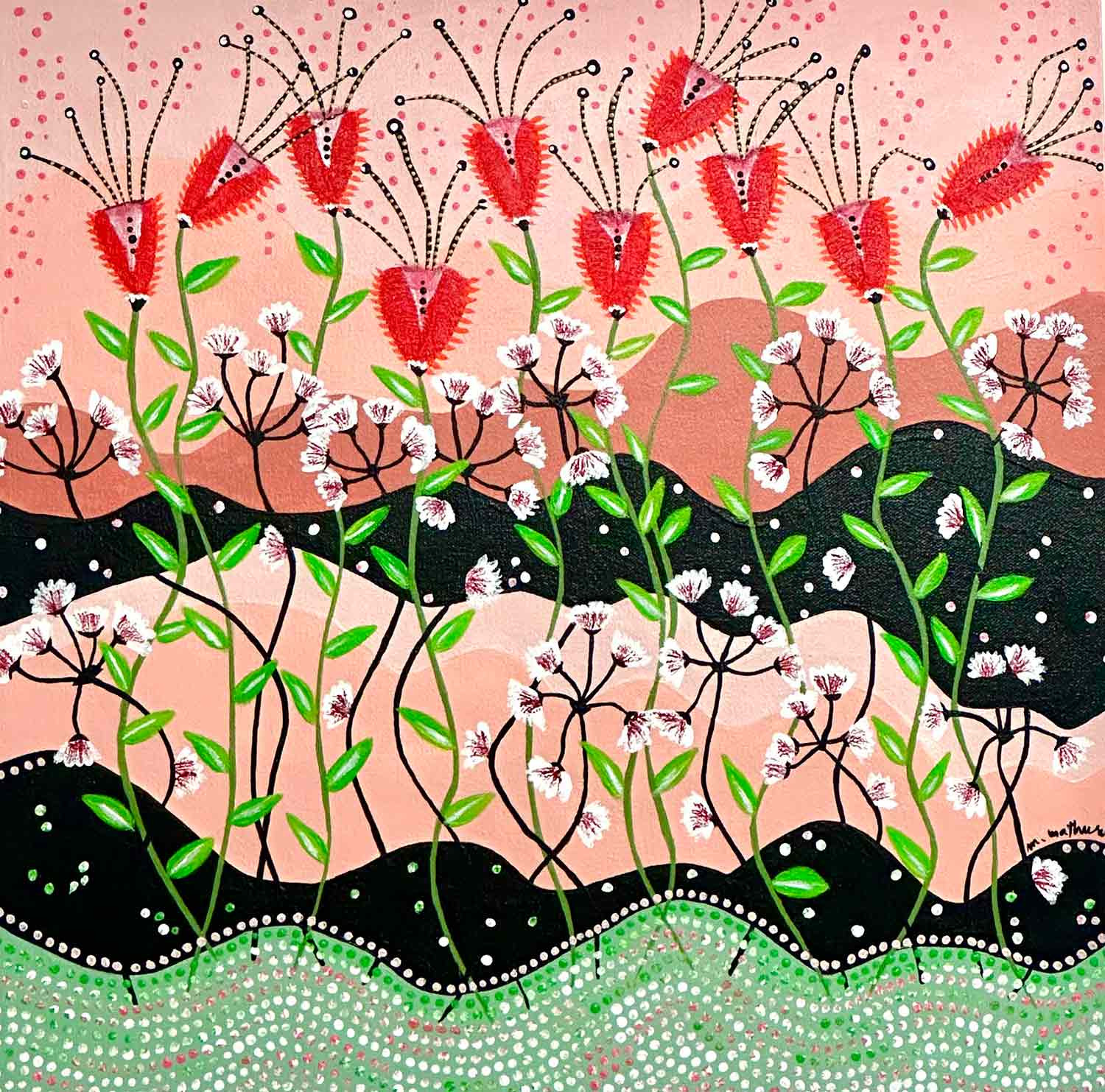 Maradi Art, La danse des coquelicots, peinture - Galerie de vente et d’achat d’art contemporain en ligne Artalistic