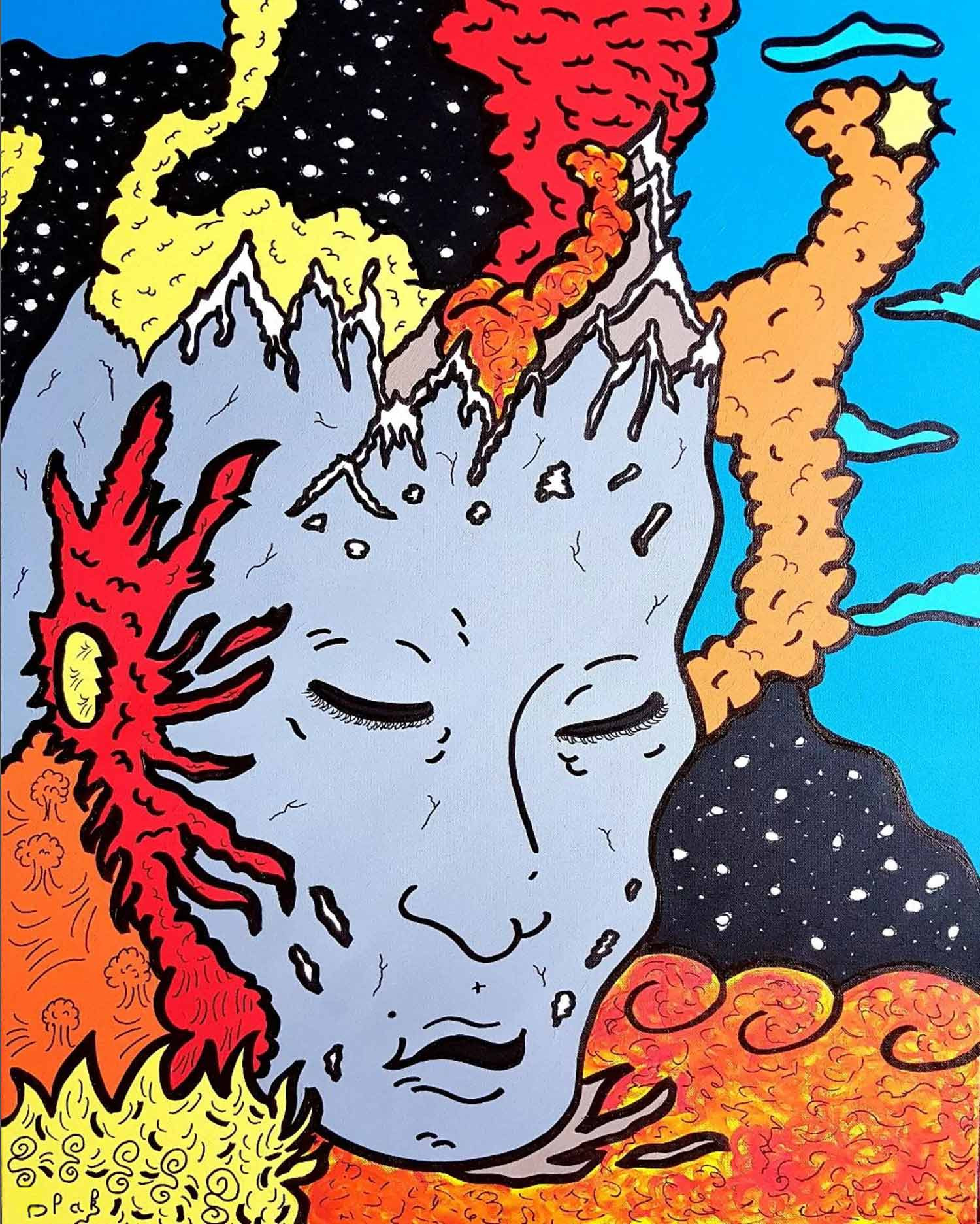 Jason Blak, Volcana, peinture - Galerie de vente et d’achat d’art contemporain en ligne Artalistic