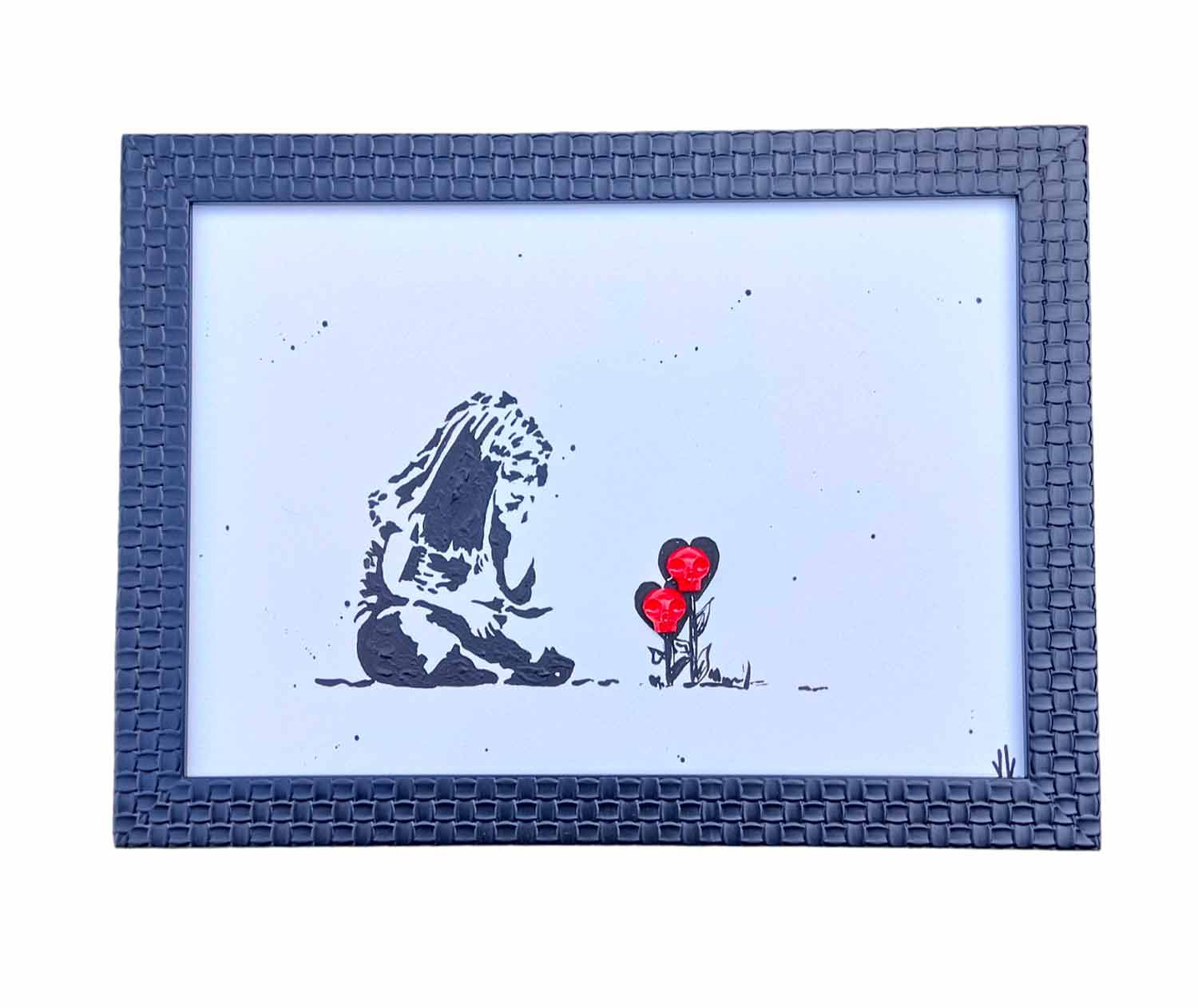 VL, Fille aux fleurs heart skull, peinture - Galerie de vente et d’achat d’art contemporain en ligne Artalistic