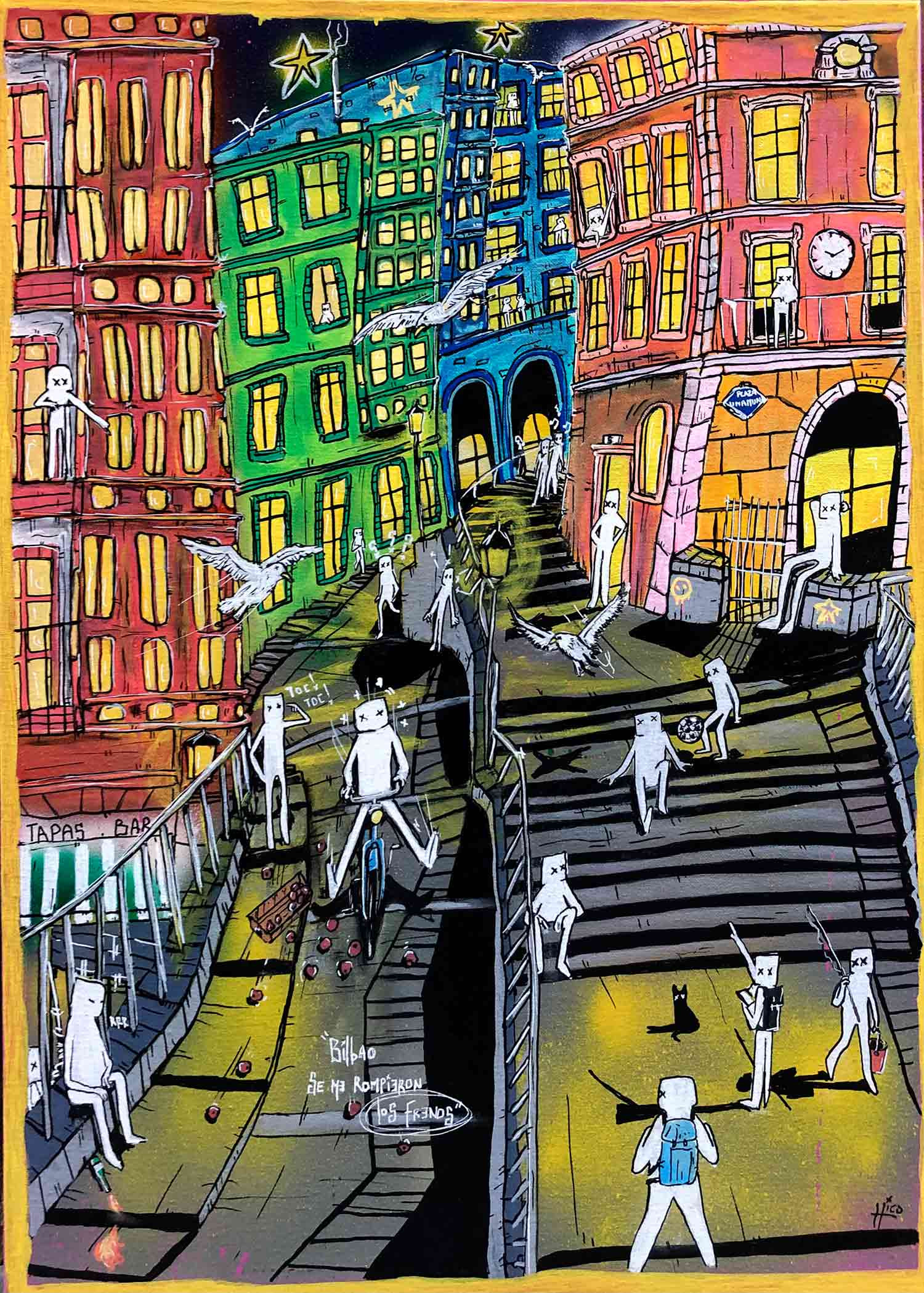 Hico, Bilbao se me rompieron los freinos, peinture - Galerie de vente et d’achat d’art contemporain en ligne Artalistic 