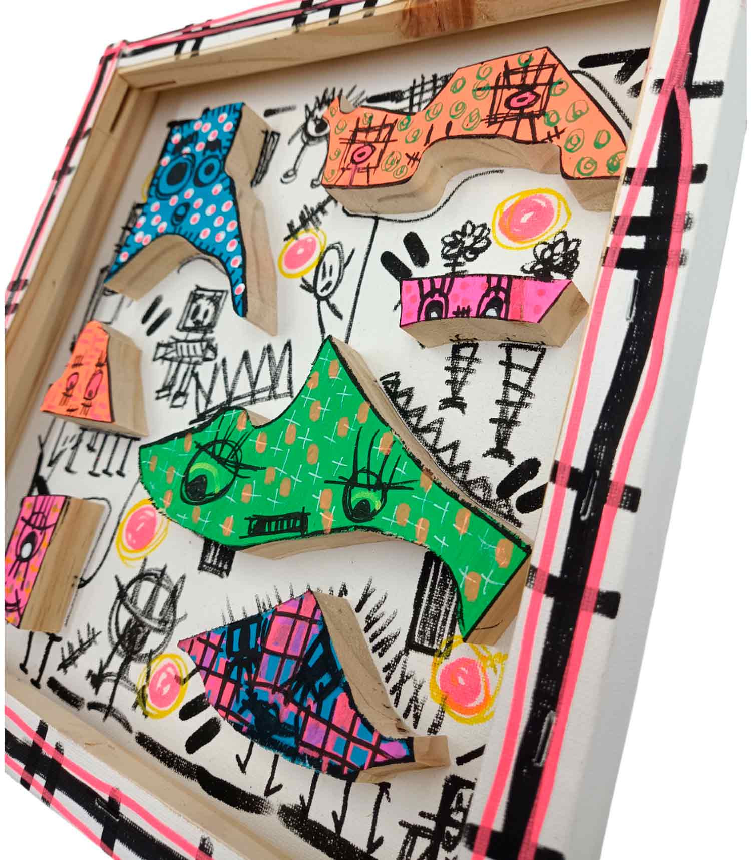 VHE, Bonh'om Bidules, peinture - Galerie de vente et d’achat d’art contemporain en ligne Artalistic