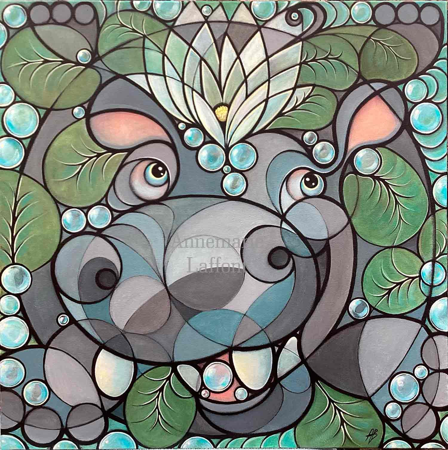 Annemarie Laffont, Hippo, peinture - Galerie de vente et d’achat d’art contemporain en ligne Artalistic