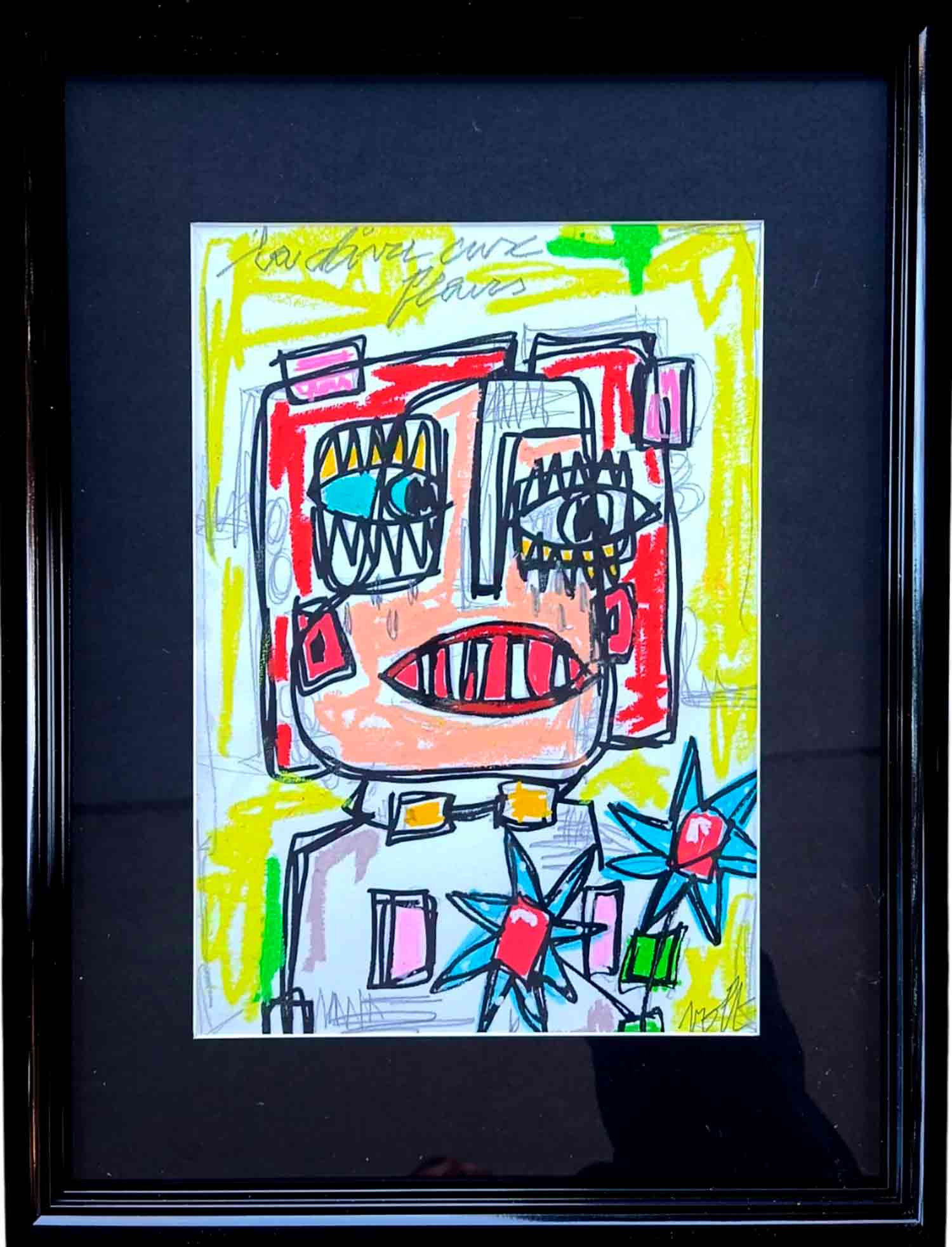 Volt, La diva aux fleurs, peinture - Galerie de vente et d’achat d’art contemporain en ligne Artalistic