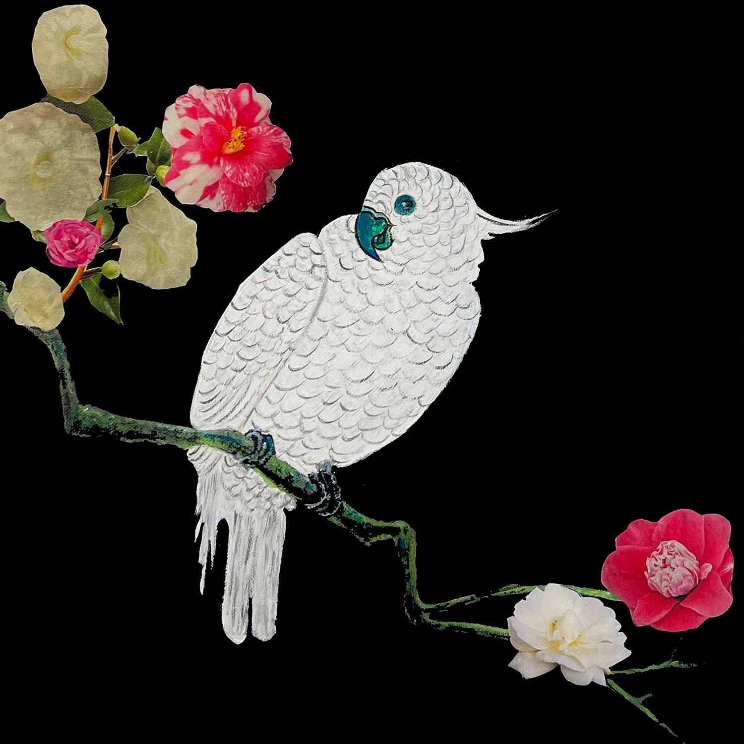 Marie-Laure Hamard, Le perroquet aux fleurs, peinture - Galerie de vente et d’achat d’art contemporain en ligne Artalistic