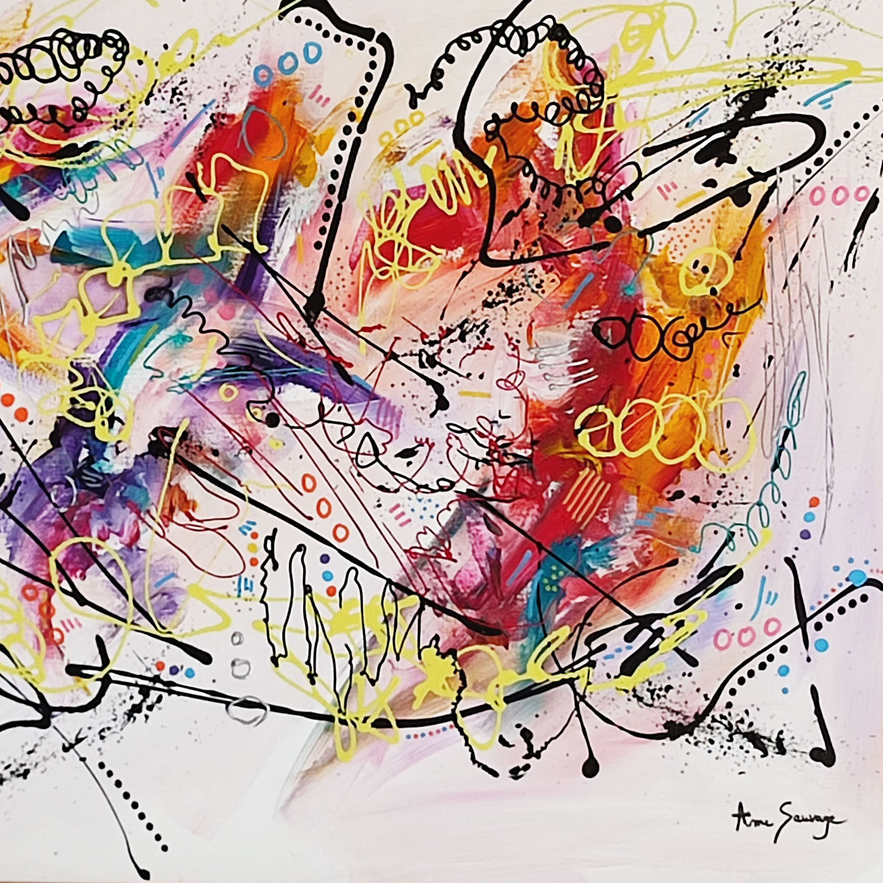 Âme Sauvage, Le dauphin bleu, peinture - Galerie de vente et d’achat d’art contemporain en ligne Artalistic