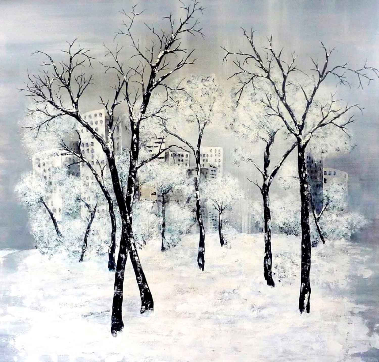 Anne Robin, Ville assoupie, peinture - Galerie de vente et d’achat d’art contemporain en ligne Artalistic