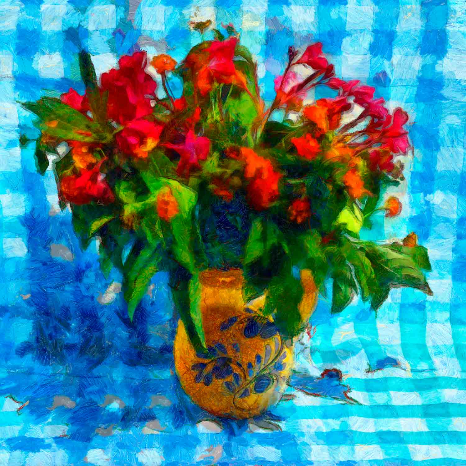 Jean-Louis Bouzou, Bouquet estival, peinture - Galerie de vente et d’achat d’art contemporain en ligne Artalistic