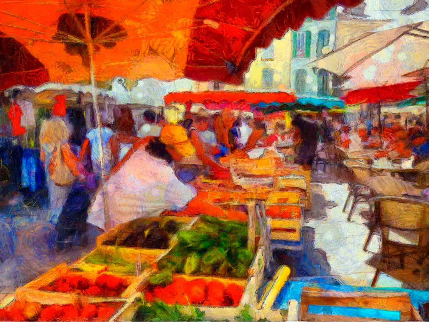 Jean-Louis Bouzou, Jour de marché, photo - Galerie de vente et d’achat d’art contemporain en ligne Artalistic