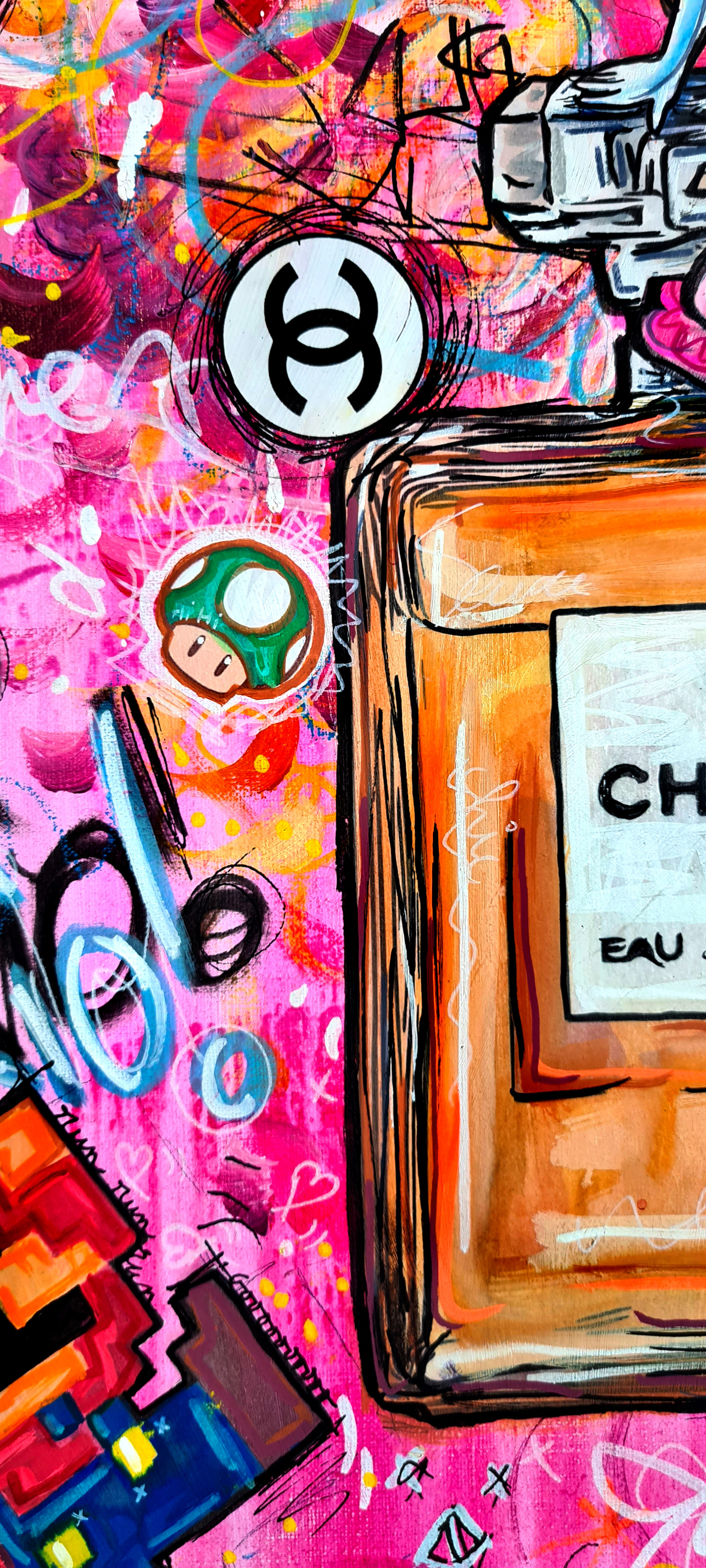 PVettese, PoPeach Mario X Chanel, peinture - Galerie de vente et d’achat d’art contemporain en ligne Artalistic