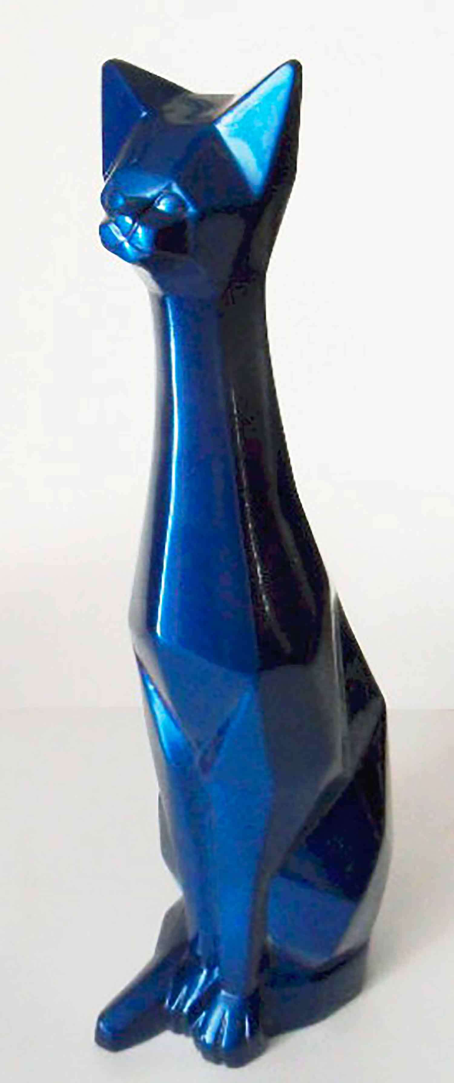 Christian Choquet, Grand chat bleu, sculpture - Galerie de vente et d’achat d’art contemporain en ligne Artalistic